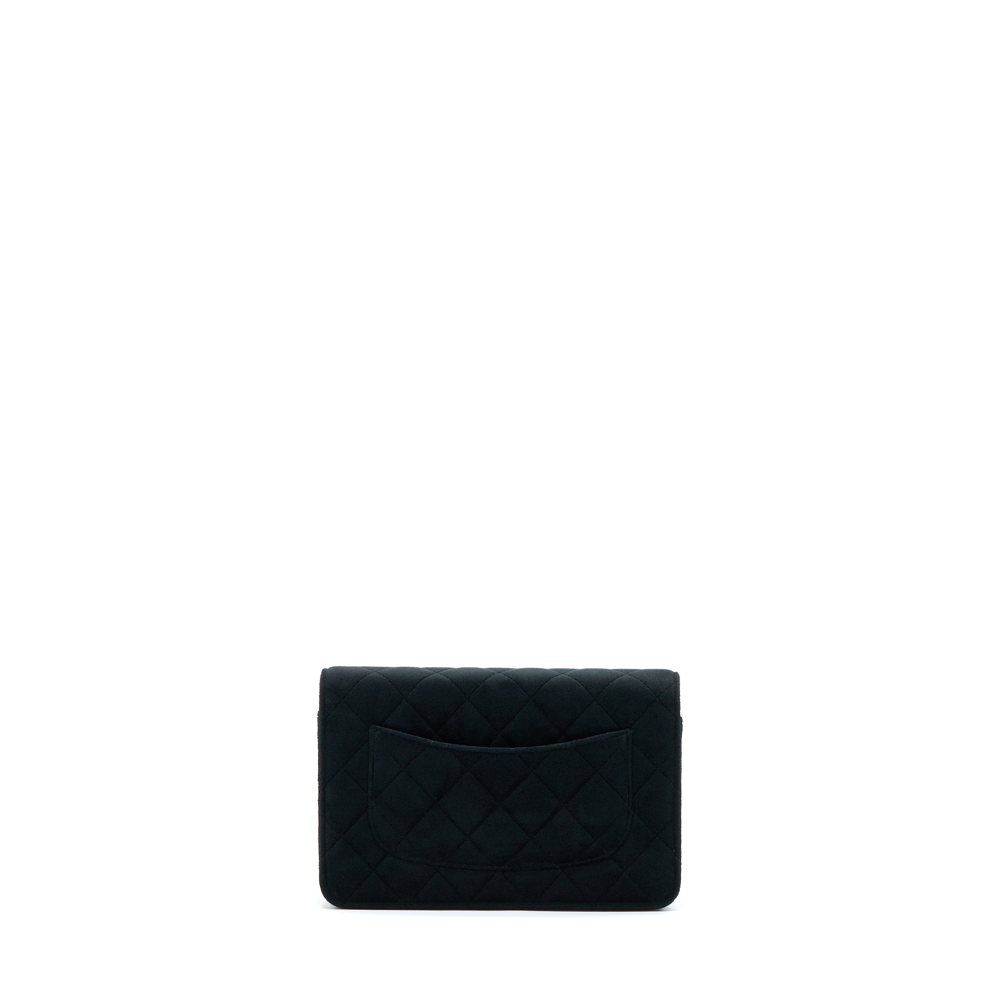 CHANEL VELVET PEARL CRUSH WALLET ON CHAIN BLACK LGHW