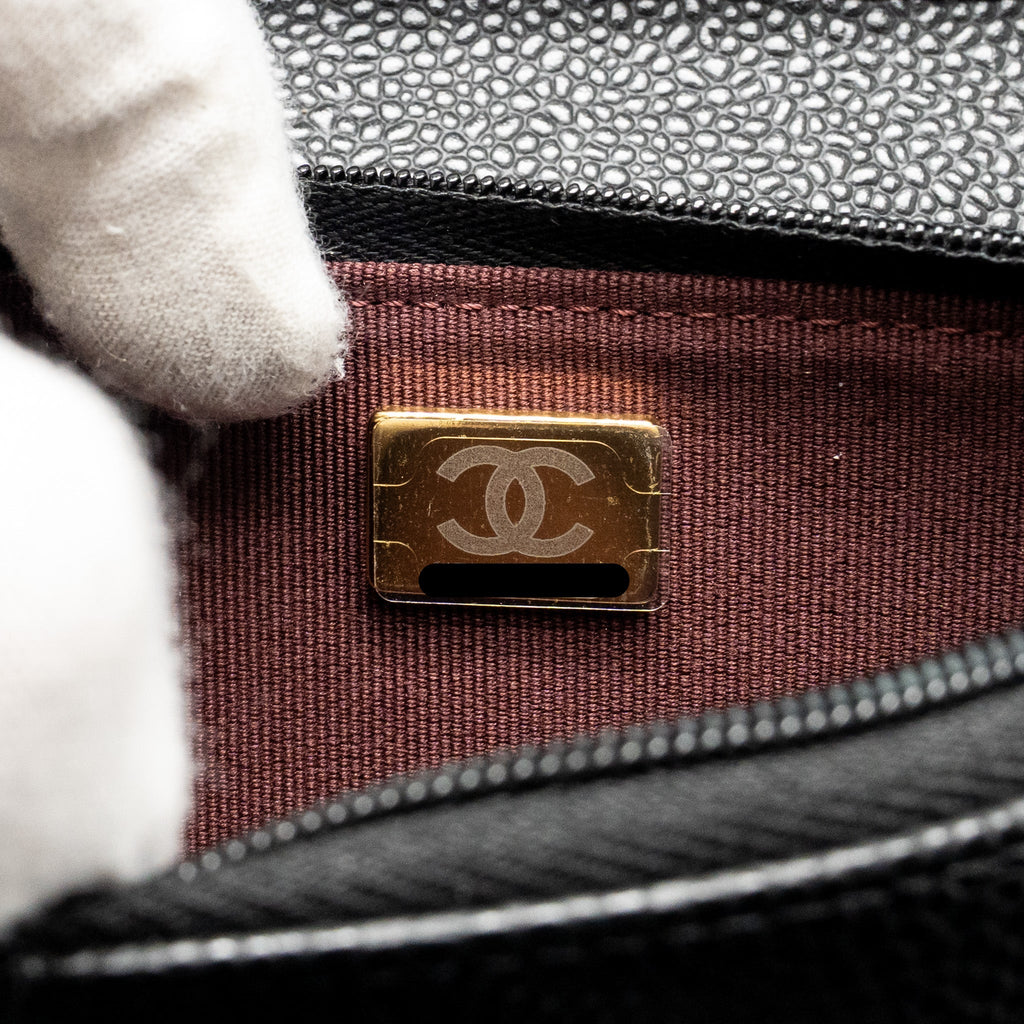 CHANEL CLASSIC WALLET ON CHAIN CAVIAR BLACK GHW (MICROCHIP)