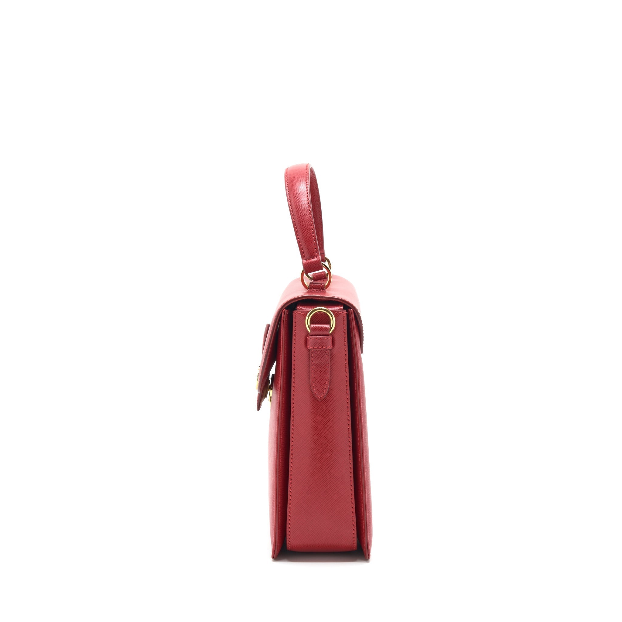 FERRAGAMO TOP HANDLE TOTE BAG SAFFIANO LEATHER RED GHW