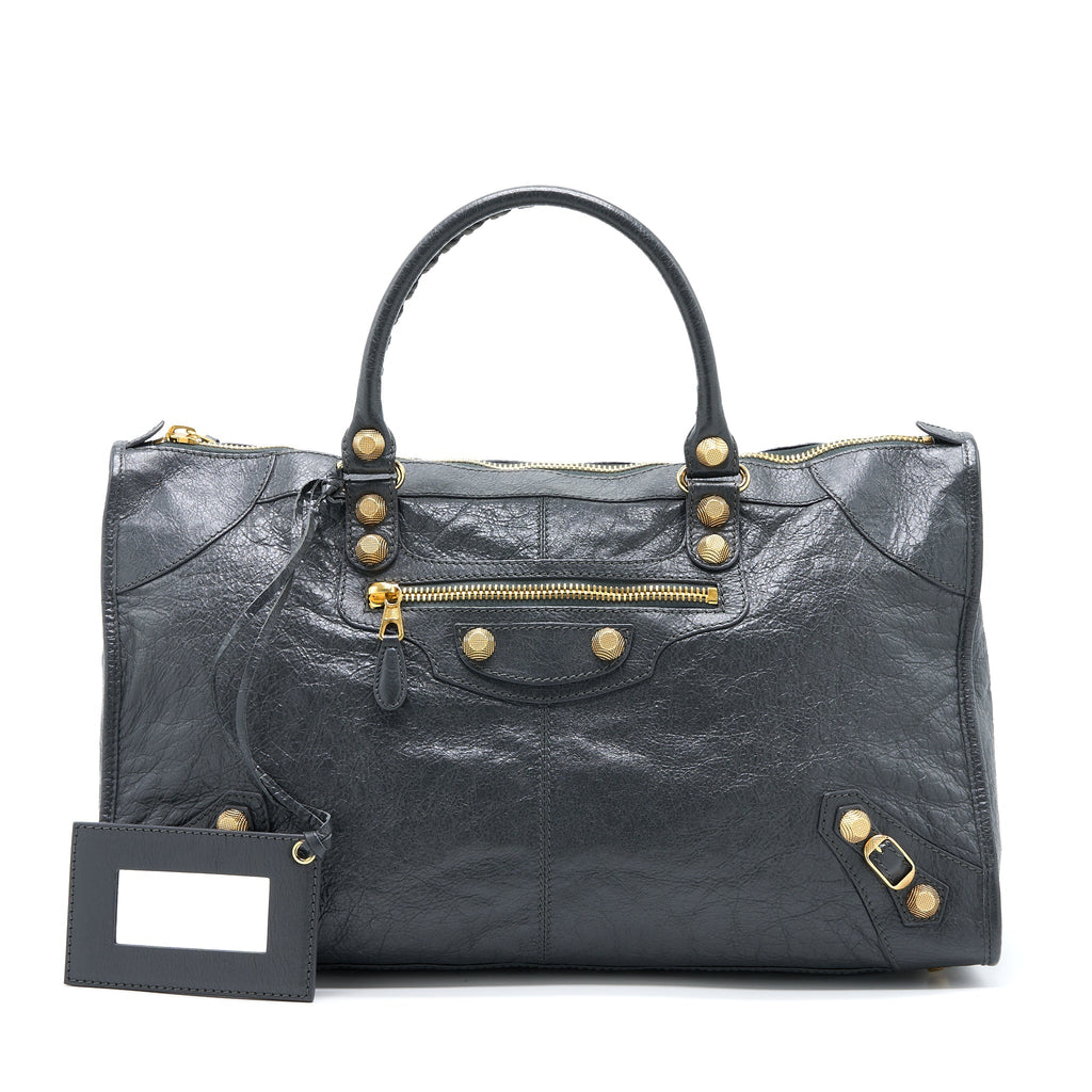 BALENCIAGA GIANT 12 WORK CITY BAG LAMBSKIN GRIS FOSSILE GHW