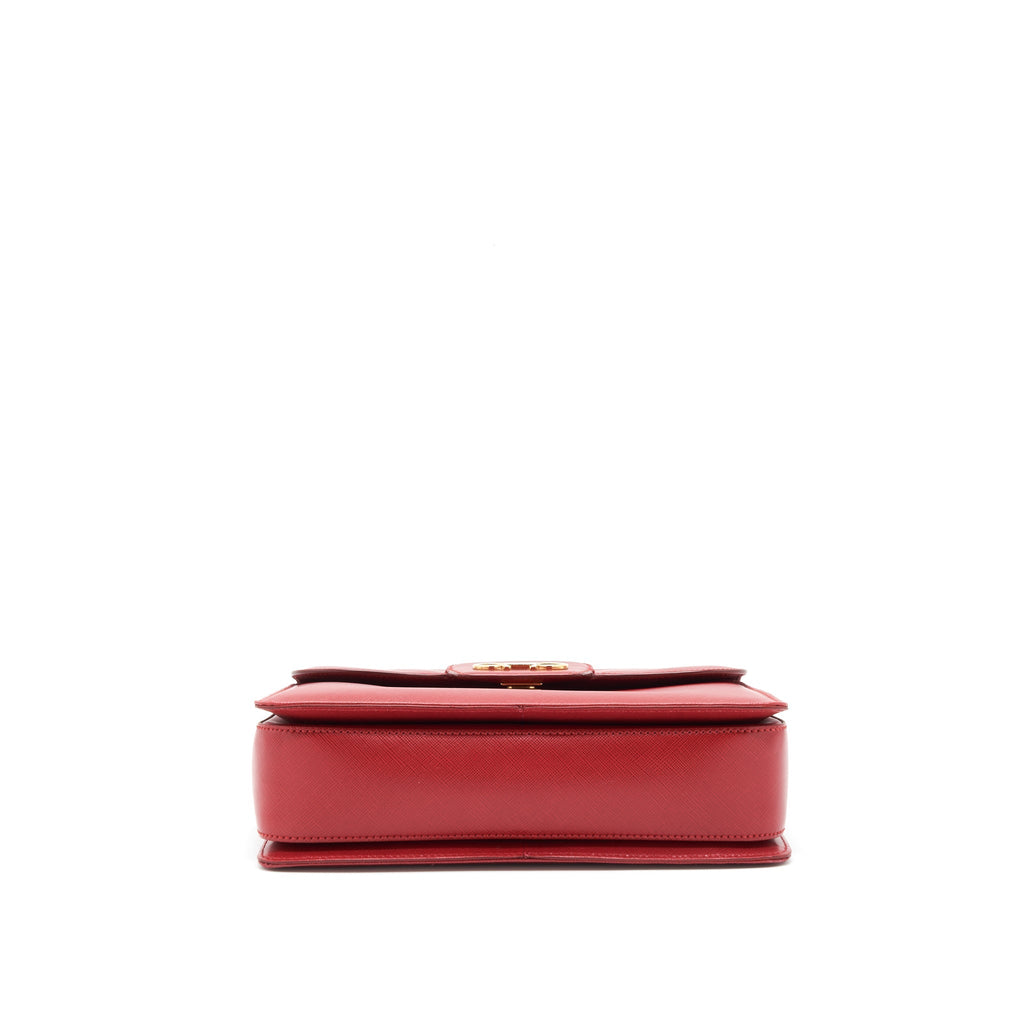 FERRAGAMO TOP HANDLE TOTE BAG SAFFIANO LEATHER RED GHW