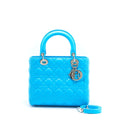 DIOR MEDIUM LADY DIOR LAMBSKIN LIGHT BLUE SHW