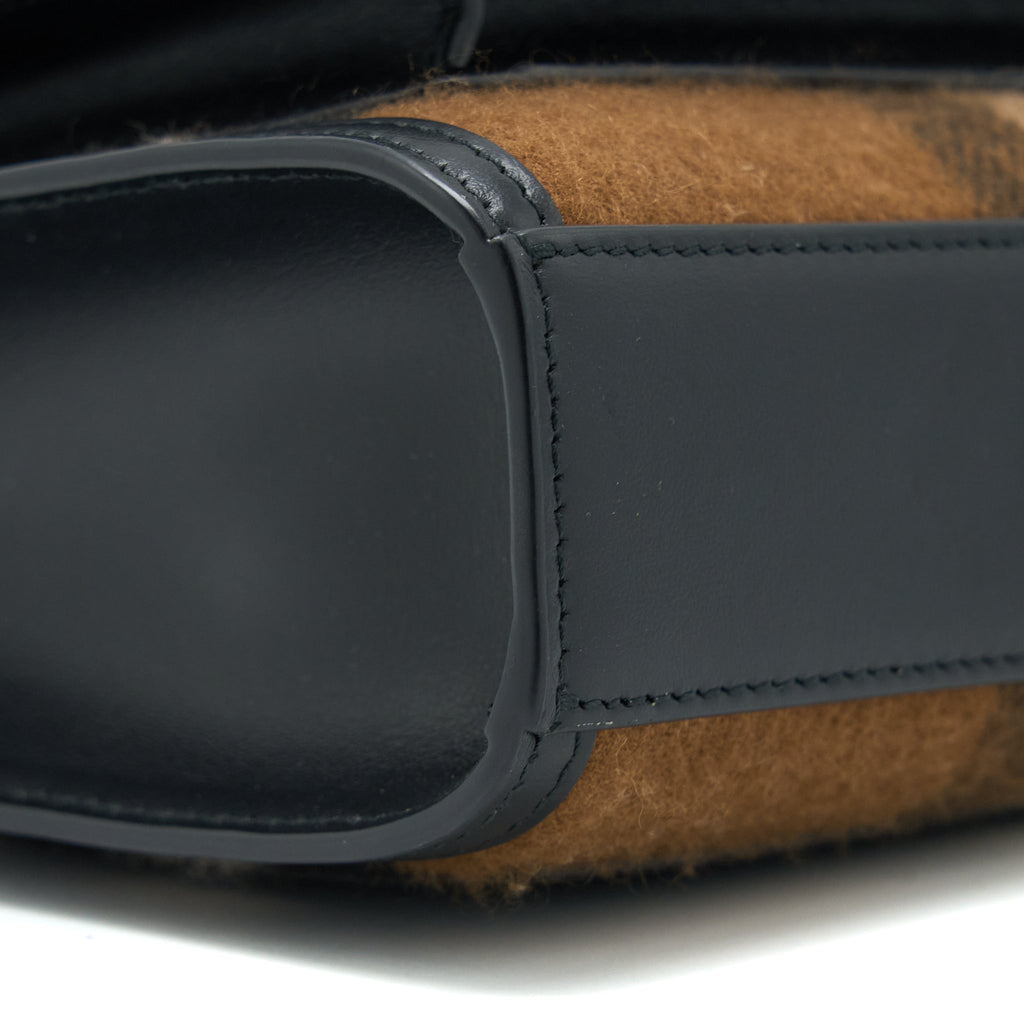 BURBERRY CHECK POCKET BAG CASHMERE/LEATHER MULTICOLOUR BROWN GHW