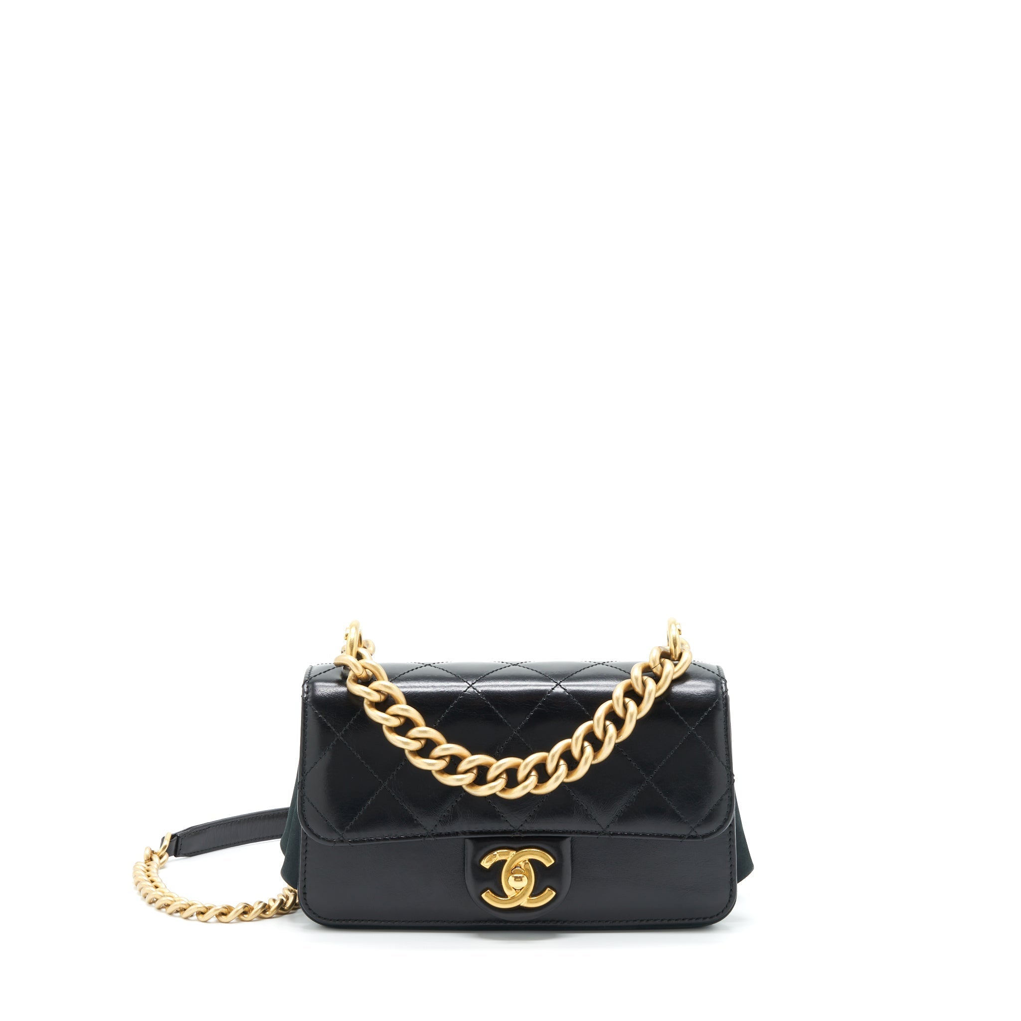CHANEL SEASONAL PARIS COSMOPOLITE STRAIT LINED FLAP BAG CALFSKIN / LAMBSKIN BLACK GHW