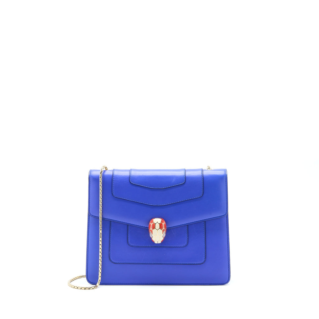BVLGARI SERPENTI FOREVER SHOULDER BAG CALFSKIN BLUE GHW