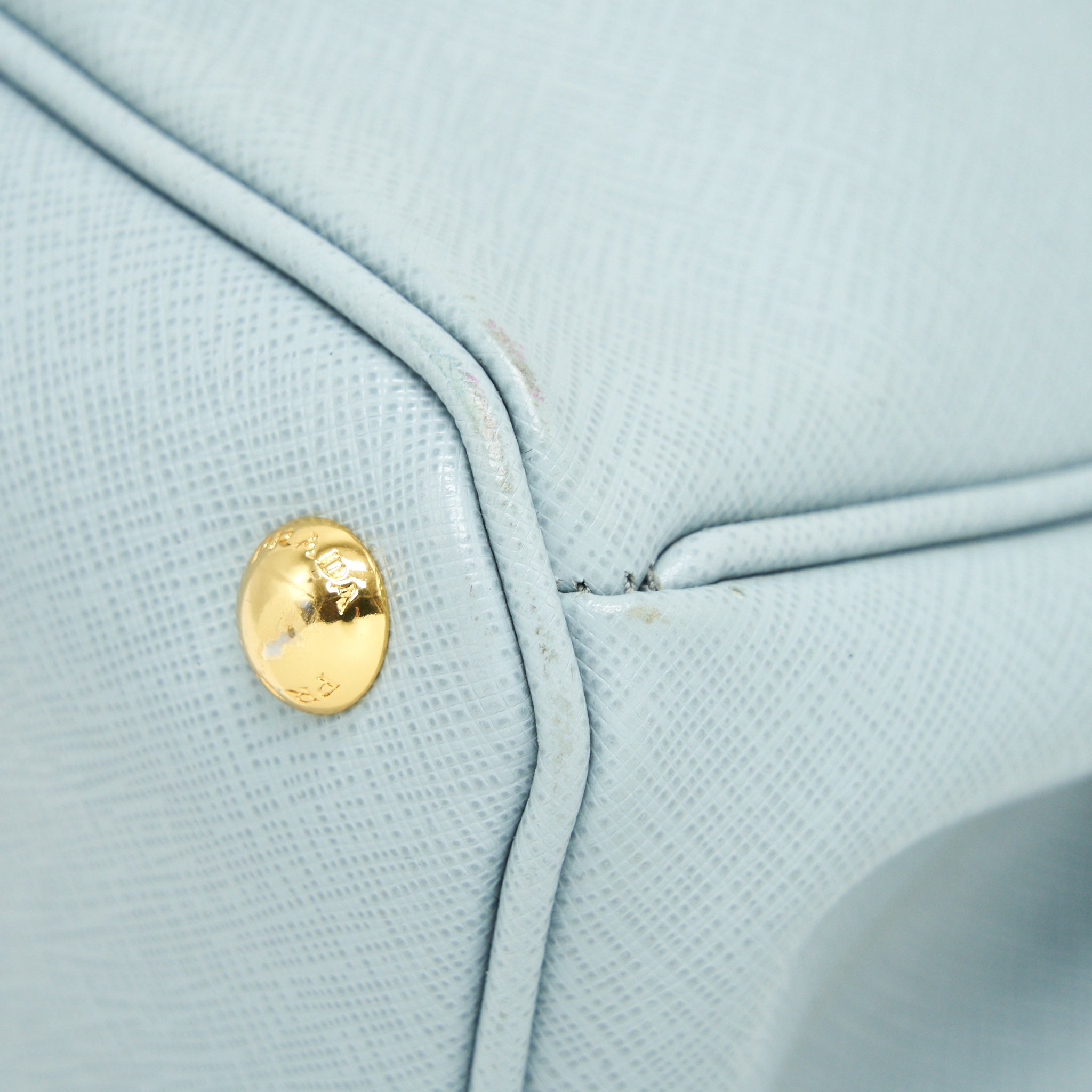 PRADA SMALL SAFFIANO LEATHER TOTE BAG LIGHT BLUE GHW