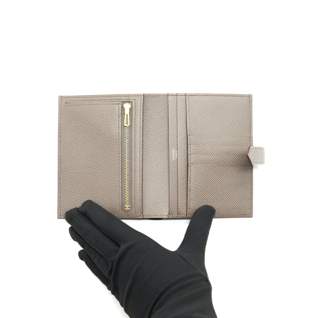 HERMES BEARN COMPACT WALLET GRIS ETAIN RGHW
