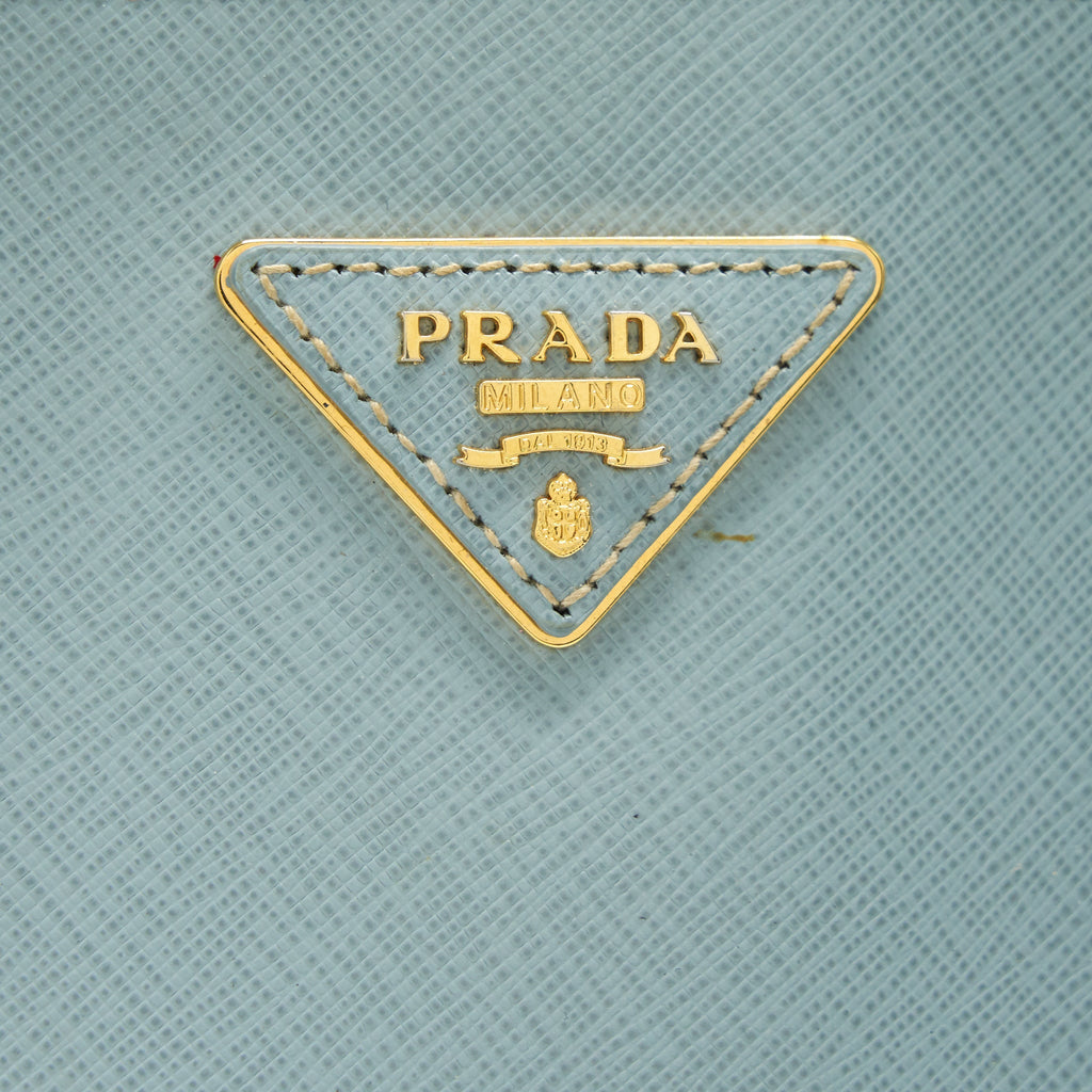 PRADA SMALL SAFFIANO LEATHER TOTE BAG LIGHT BLUE GHW