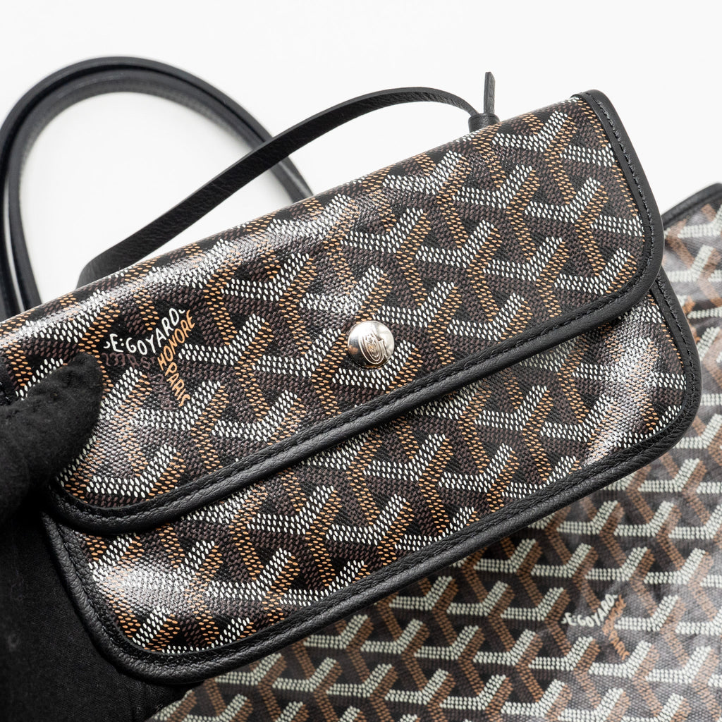 GOYARD SAINT LOUIS PM TOTE GOYARDINE CANVAS / CALFSKIN BLACK