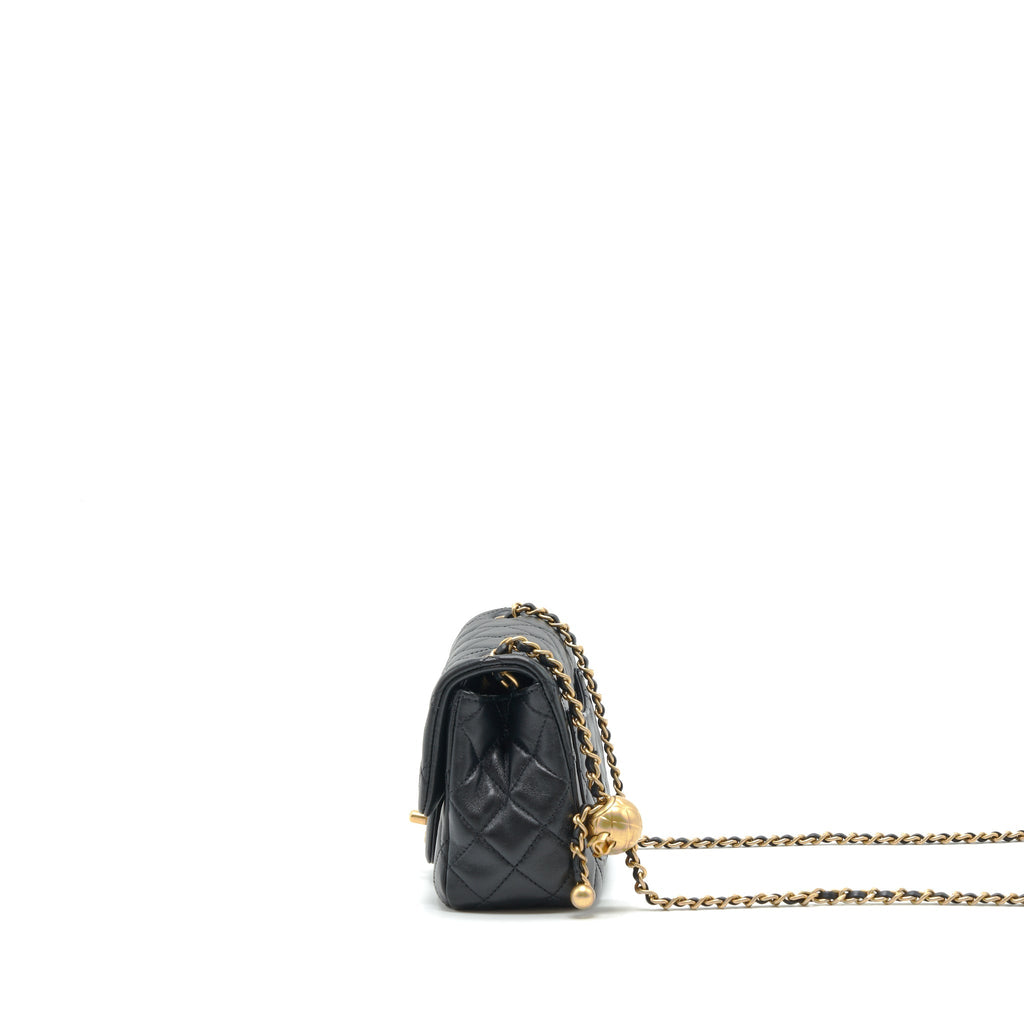 CHANEL MINI SQUARE PEARL CRUSH LAMBSKIN BLACK GHW