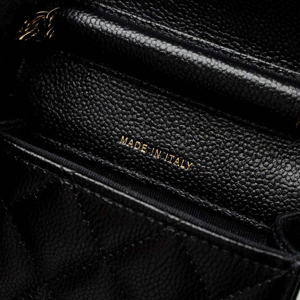 CHANEL VERTICAL PHONE POUCH CAVIAR BLACK LGHW