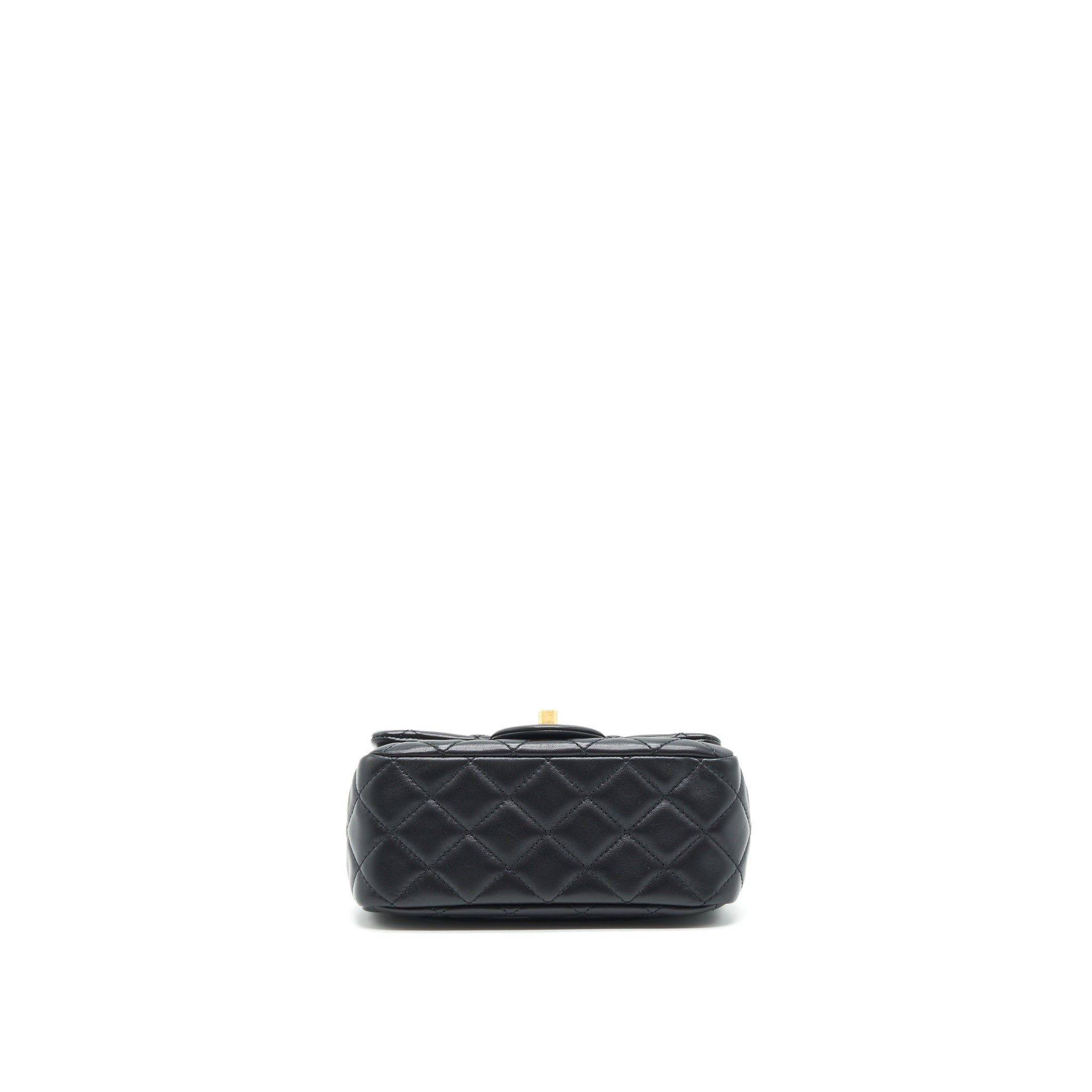 CHANEL MINI SQUARE PEARL CRUSH LAMBSKIN BLACK GHW