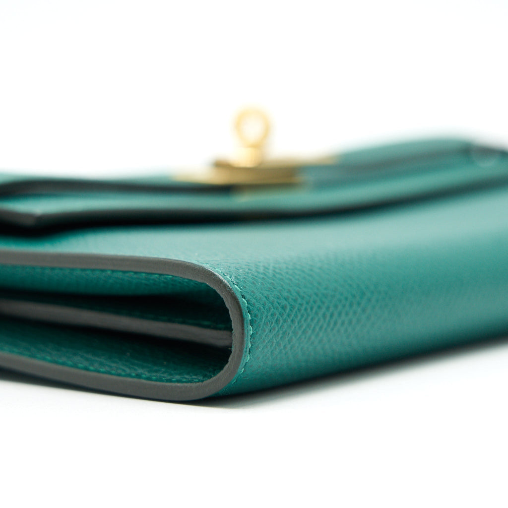 HERMES KELLY LONG WALLET Z6 MALACHITE EPSOM GHW