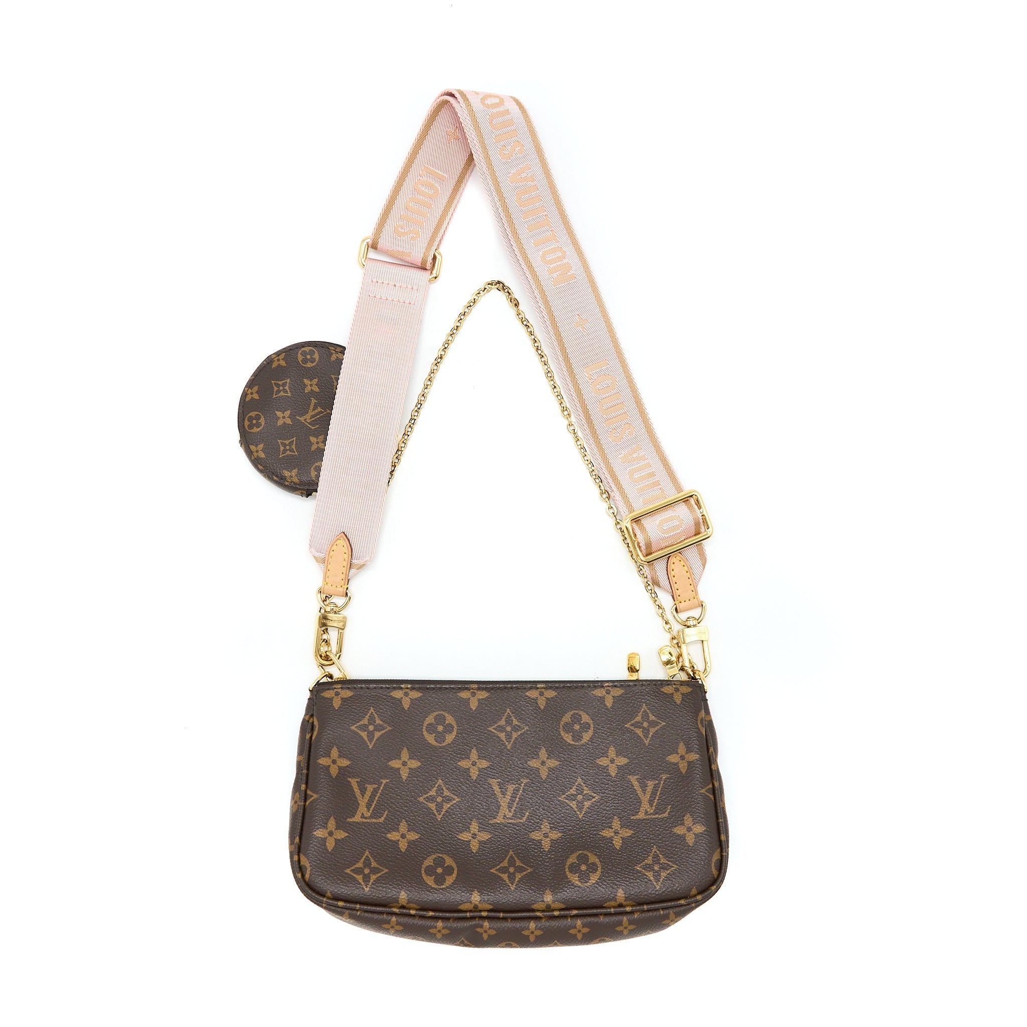 LOUIS VUITTON MULTI POCHETTE ACCESSORIES MONOGRAM CANVAS ROSE CLAIR GHW