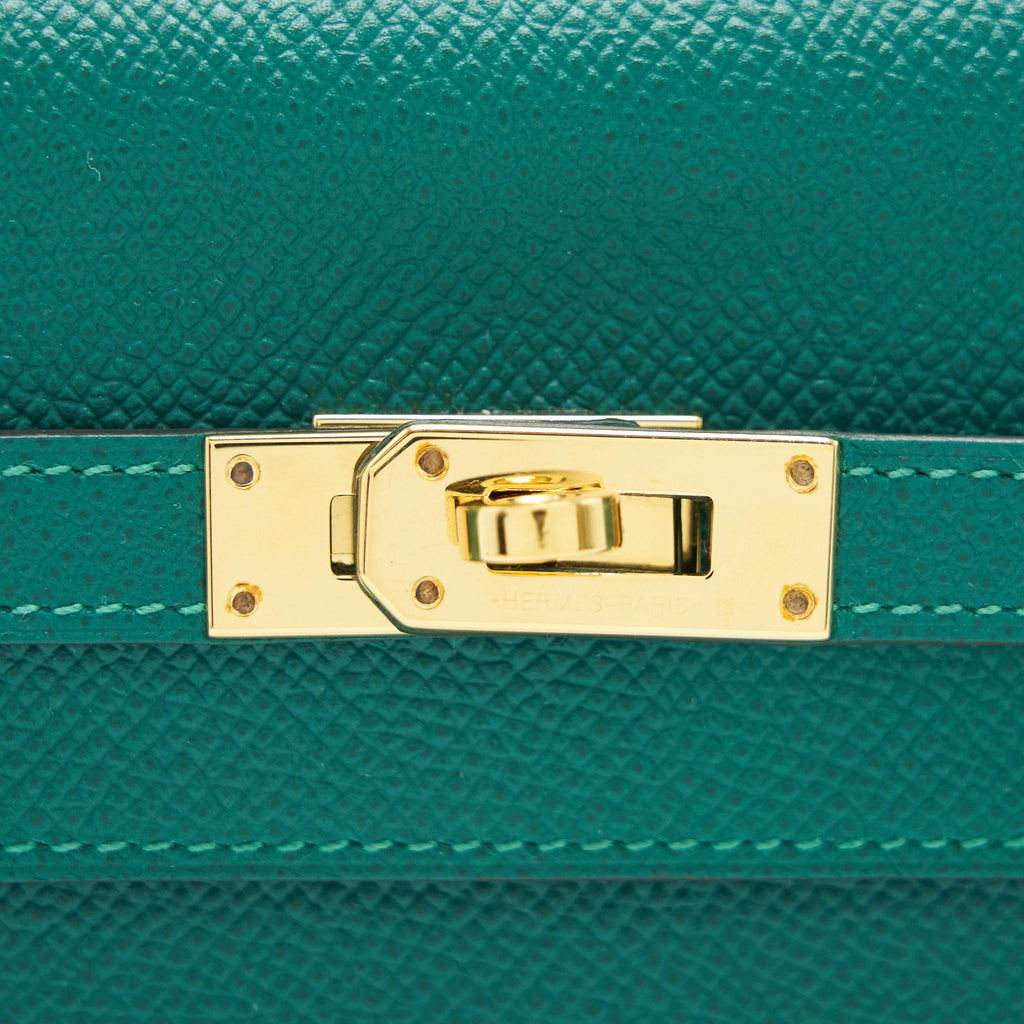 HERMES KELLY LONG WALLET Z6 MALACHITE EPSOM GHW