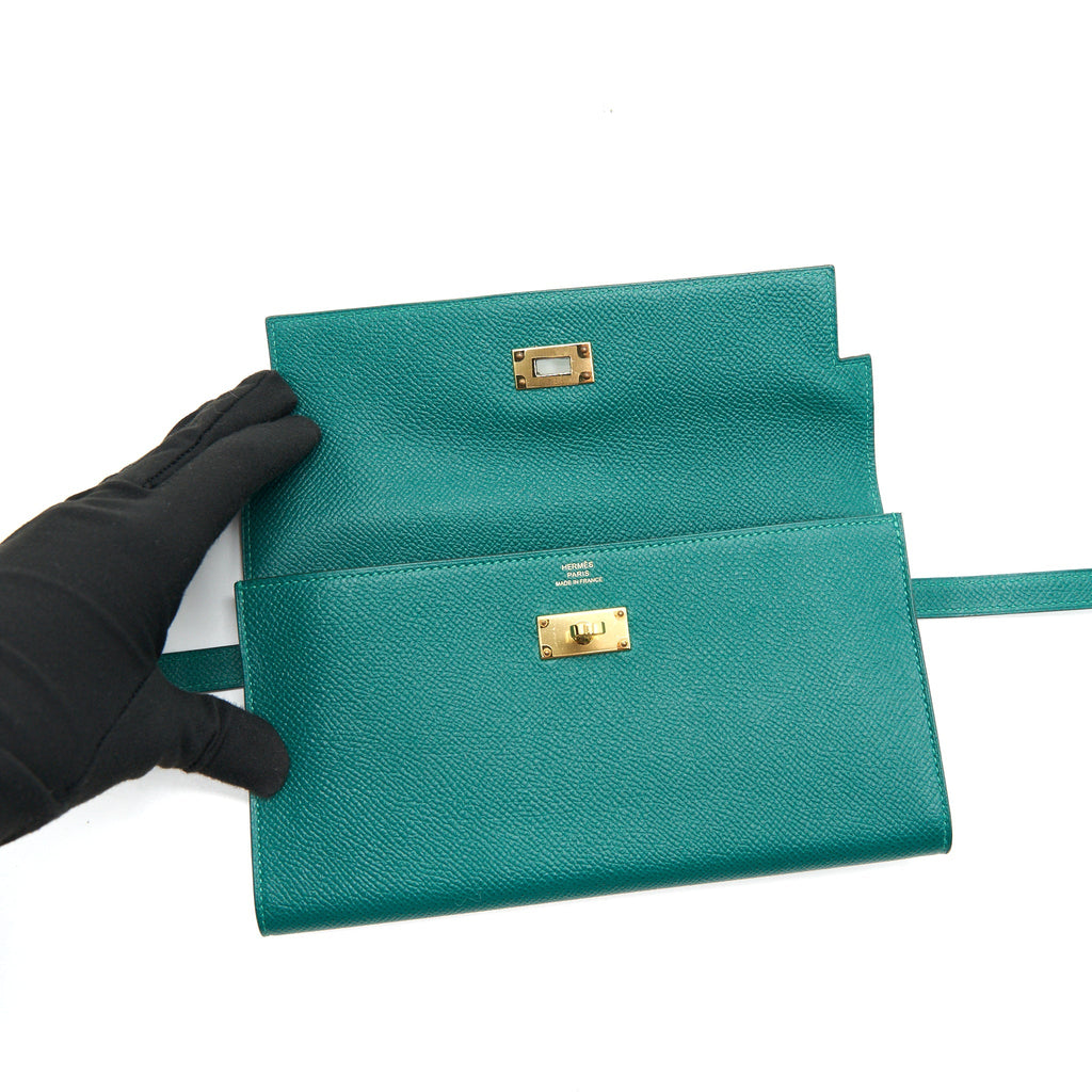 HERMES KELLY LONG WALLET Z6 MALACHITE EPSOM GHW