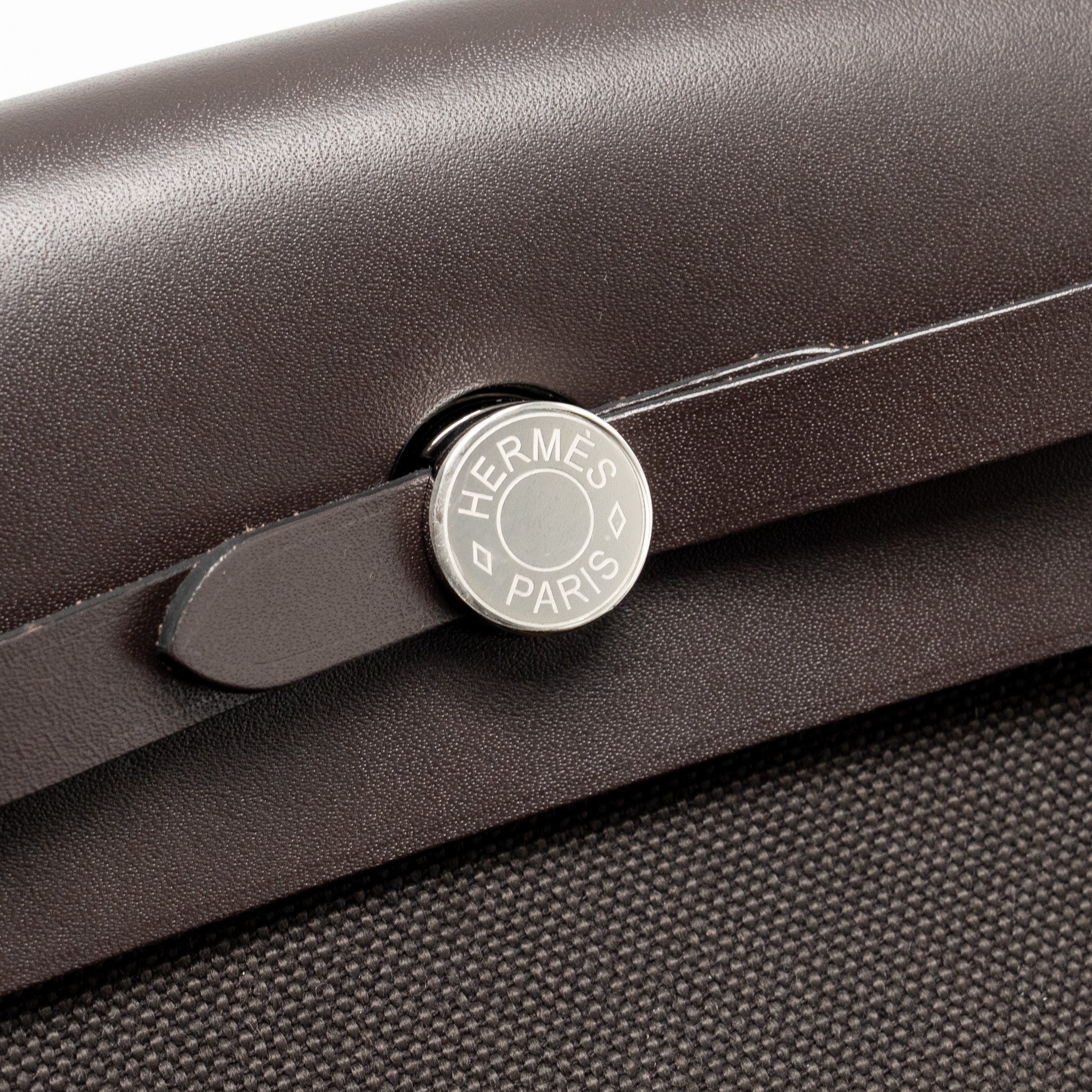 HERMES HERBAG MINI CANVAS/HUNTER LEATHER EBENE SHW