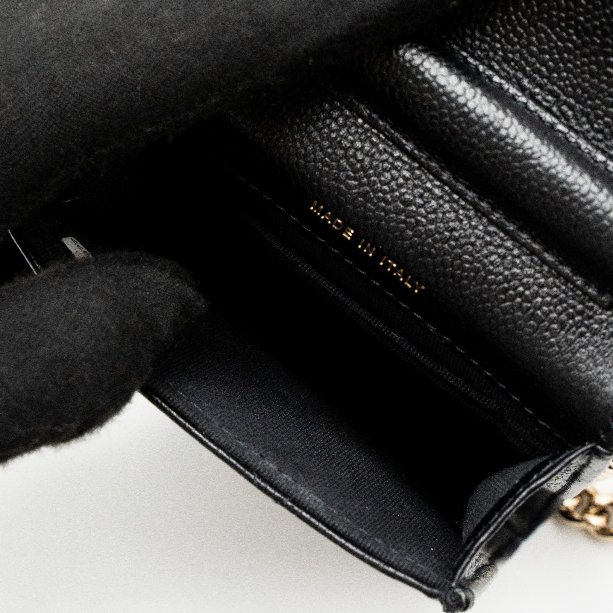 CHANEL VERTICAL PHONE POUCH CAVIAR BLACK LGHW