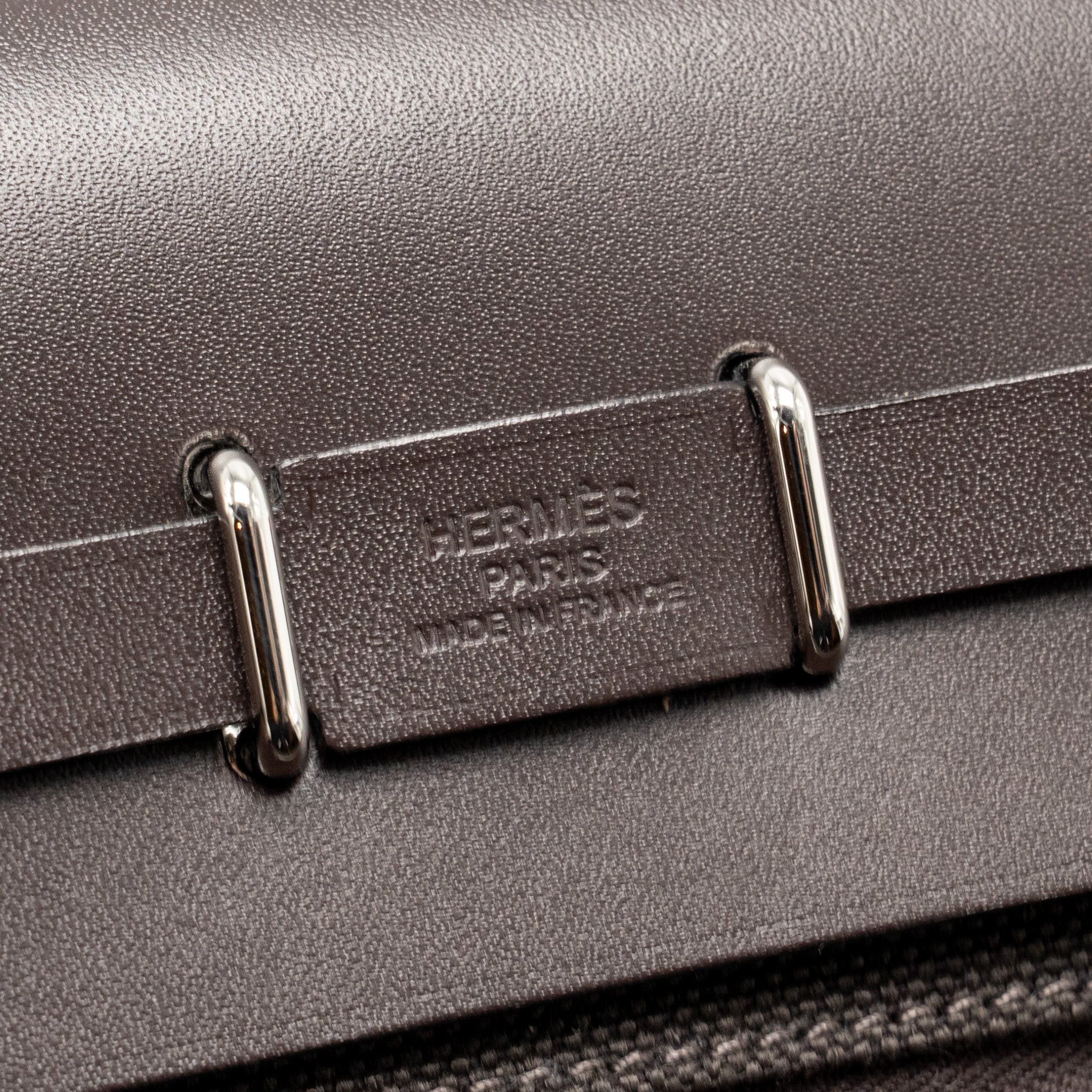 HERMES HERBAG MINI CANVAS/HUNTER LEATHER EBENE SHW