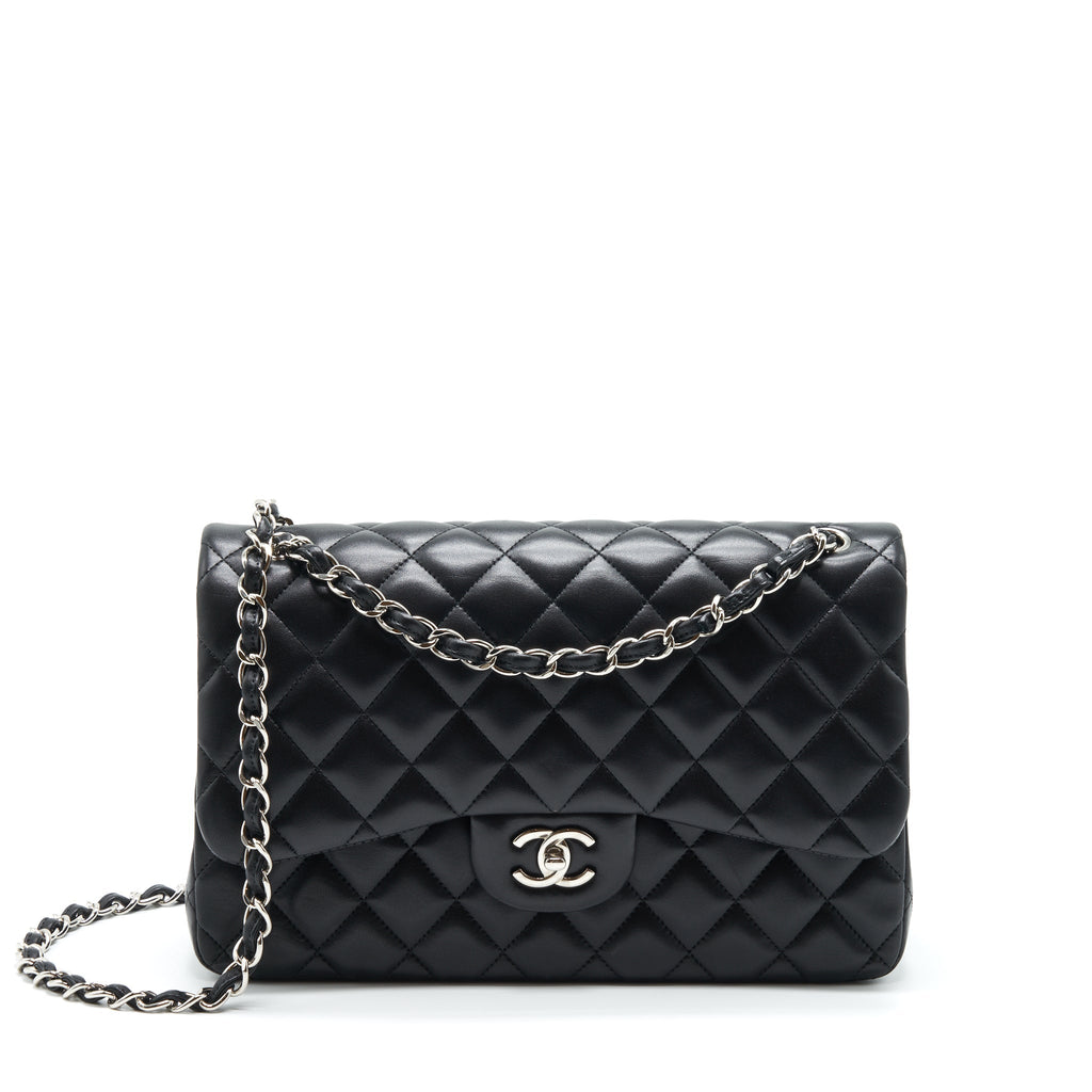 CHANEL JUMBO CLASSIC DOUBLE FLAP LAMBSKIN BLACK SHW