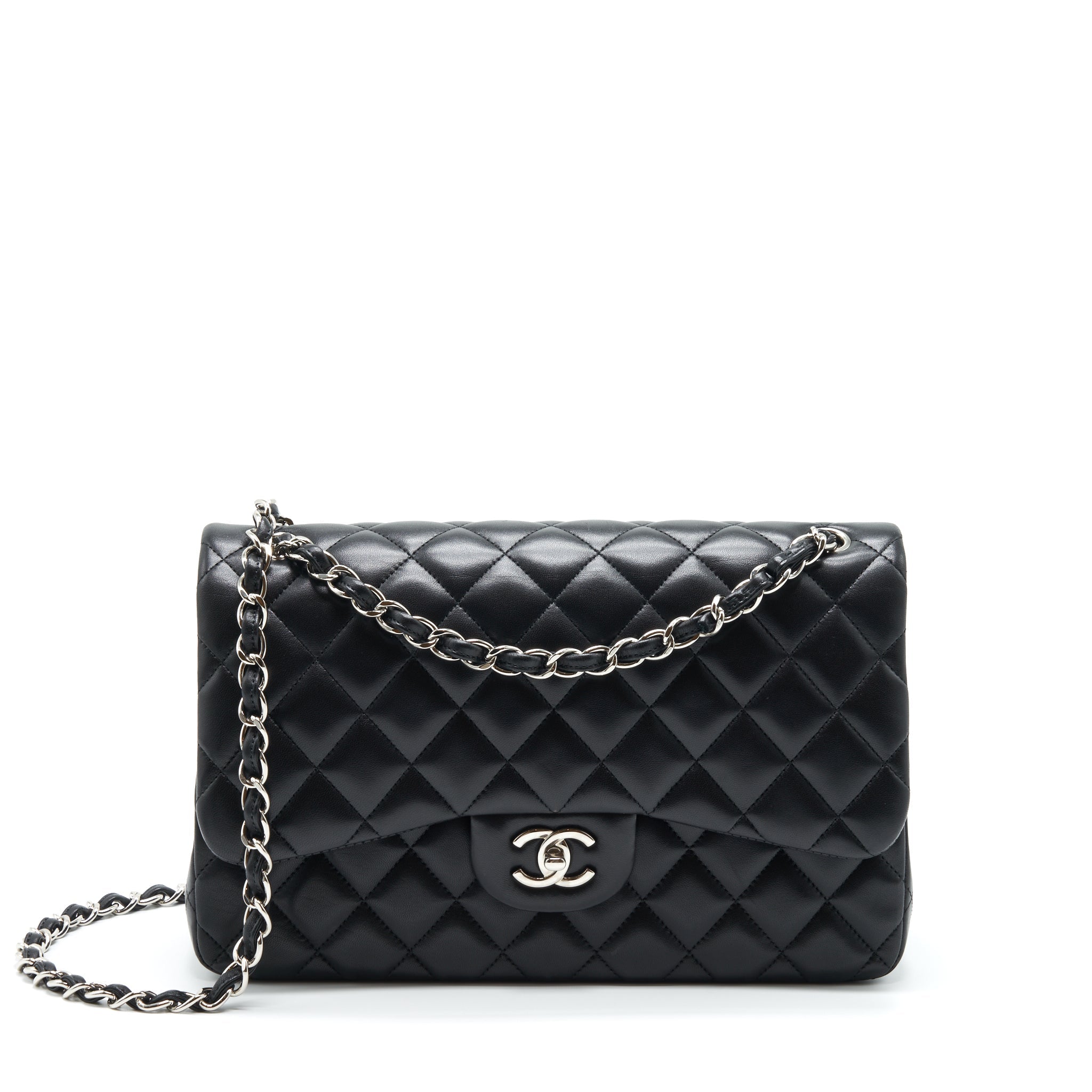 CHANEL JUMBO CLASSIC DOUBLE FLAP LAMBSKIN BLACK SHW