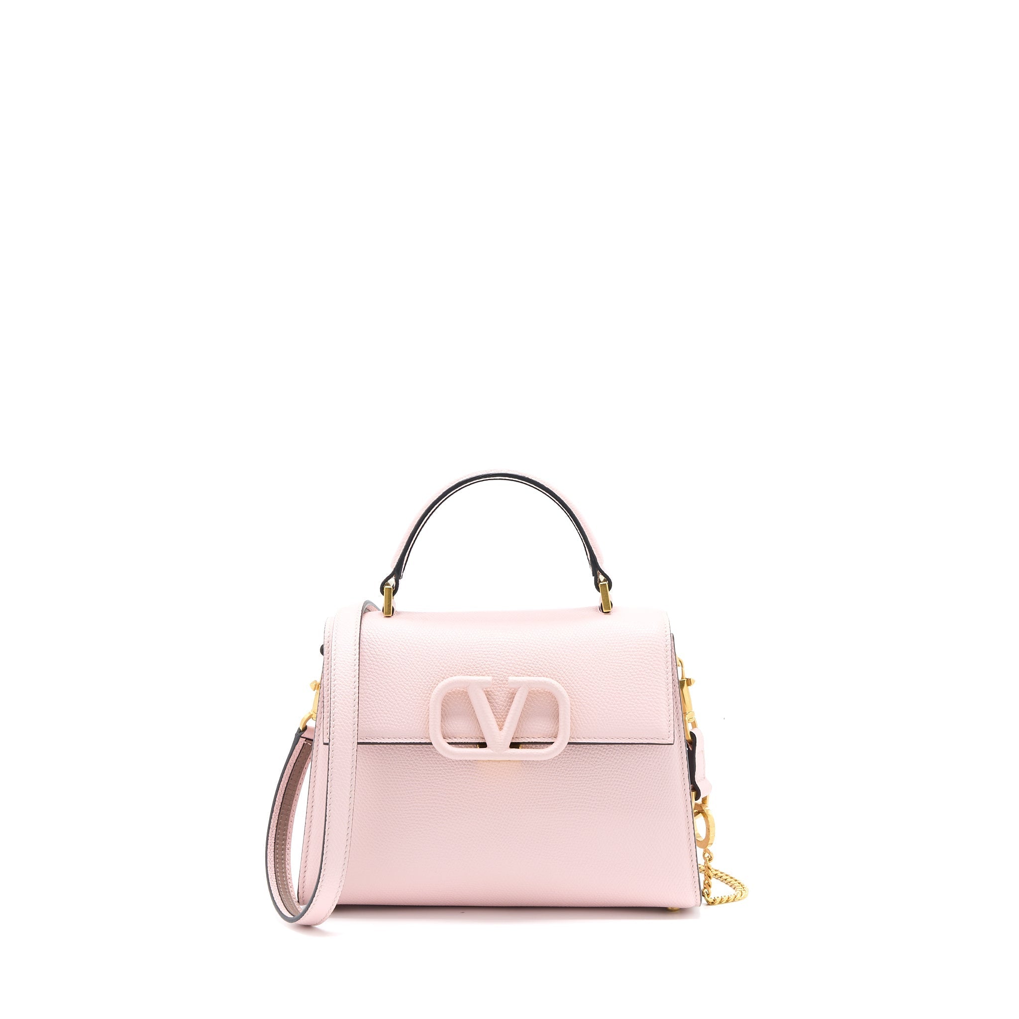 VALENTINO SMALL VSLING TOP HANDLE BAG GRAINY CALFSKIN PINK BRUSHED GHW