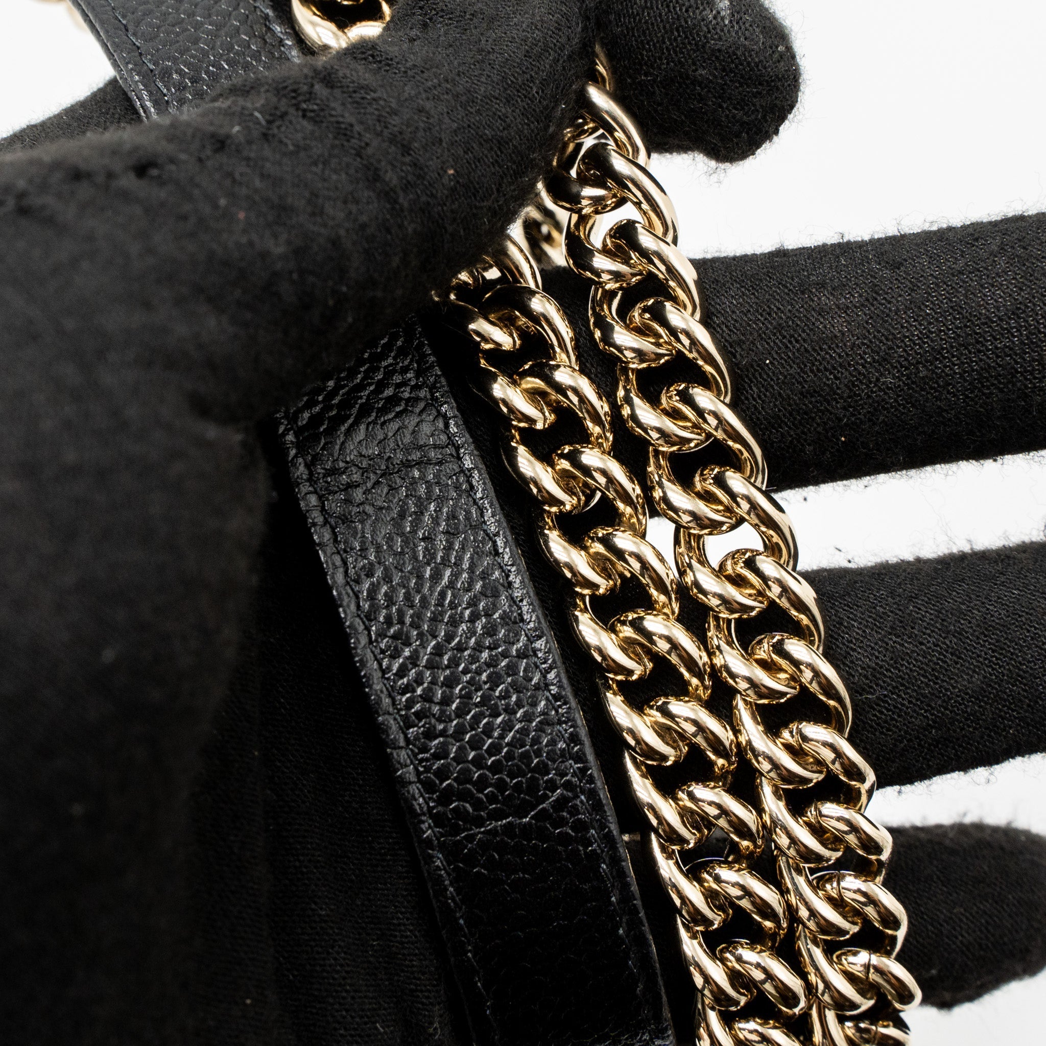 CHANEL VERTICAL PHONE POUCH CAVIAR BLACK LGHW