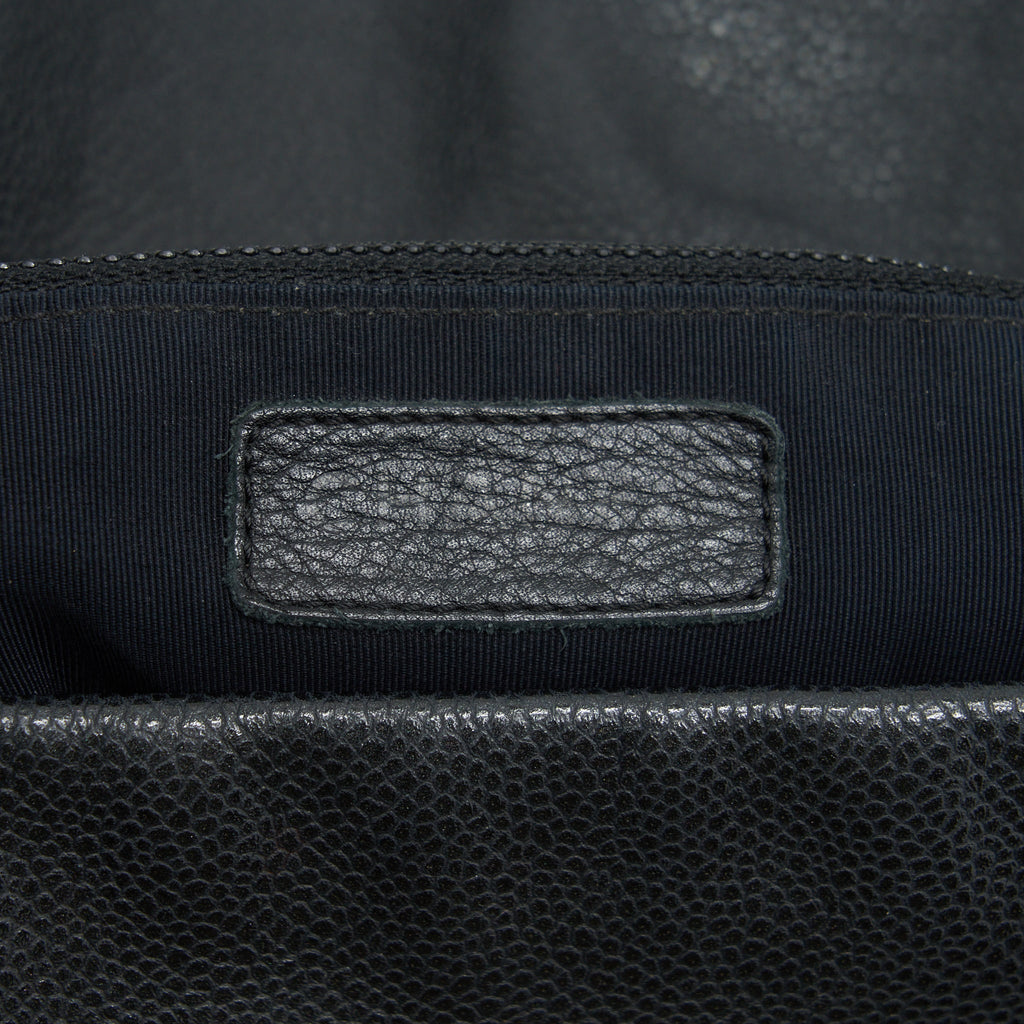 CHANEL VINTAGE SHOULDER BAG CAVIAR BLACK RUTHENIUM HARDWARE