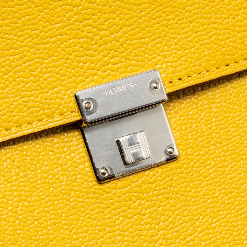 HERMES CLIC 16 WALLET CHEVRE MYSORE JAUNE AMBER SHW
