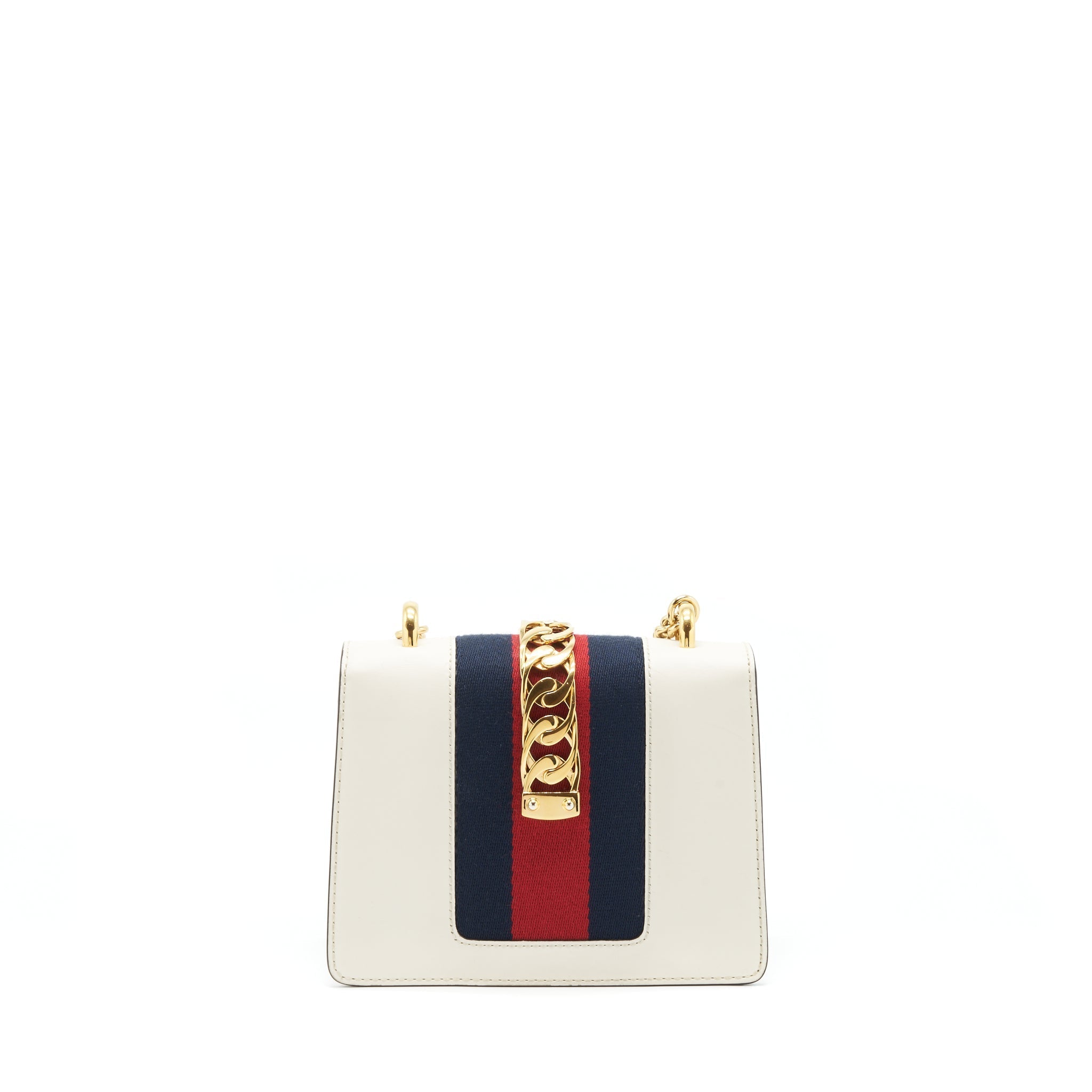 GUCCI MINI SYLVIE CHAIN BAG WHITE GHW