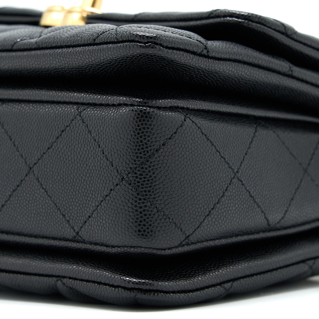 CHANEL 22K COCO FIRST FLAP BAG GRAINED CALFSKIN BLACK GHW (MICROCHIP)