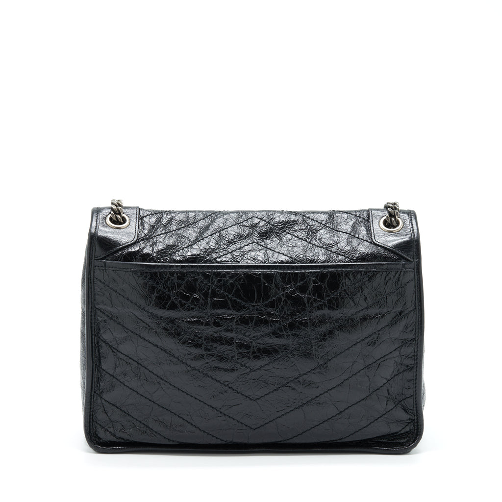 SAINT LAURENT LARGE NIKI SHOULDER BAG CALFSKIN BLACK SHW