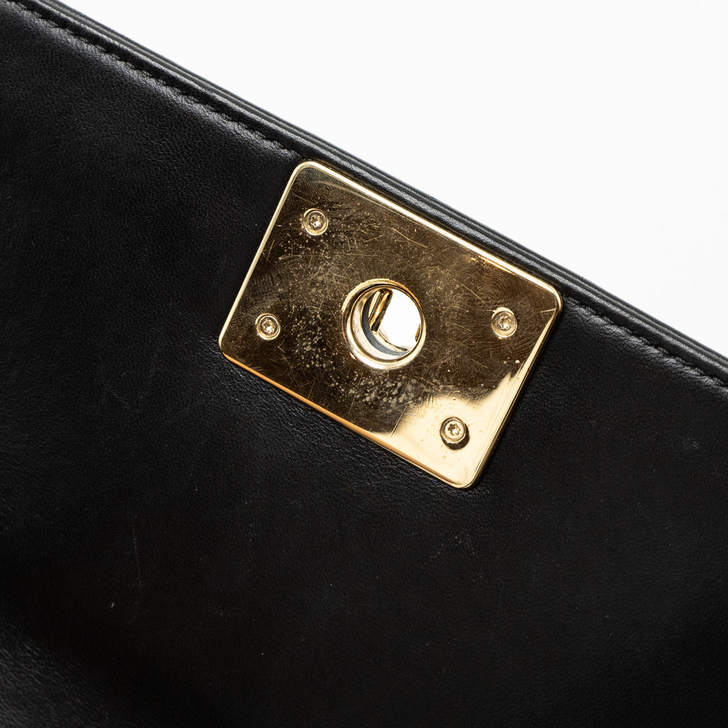 CHANEL SMALL CHEVRON BOY BAG LAMBSKIN BLACK GHW