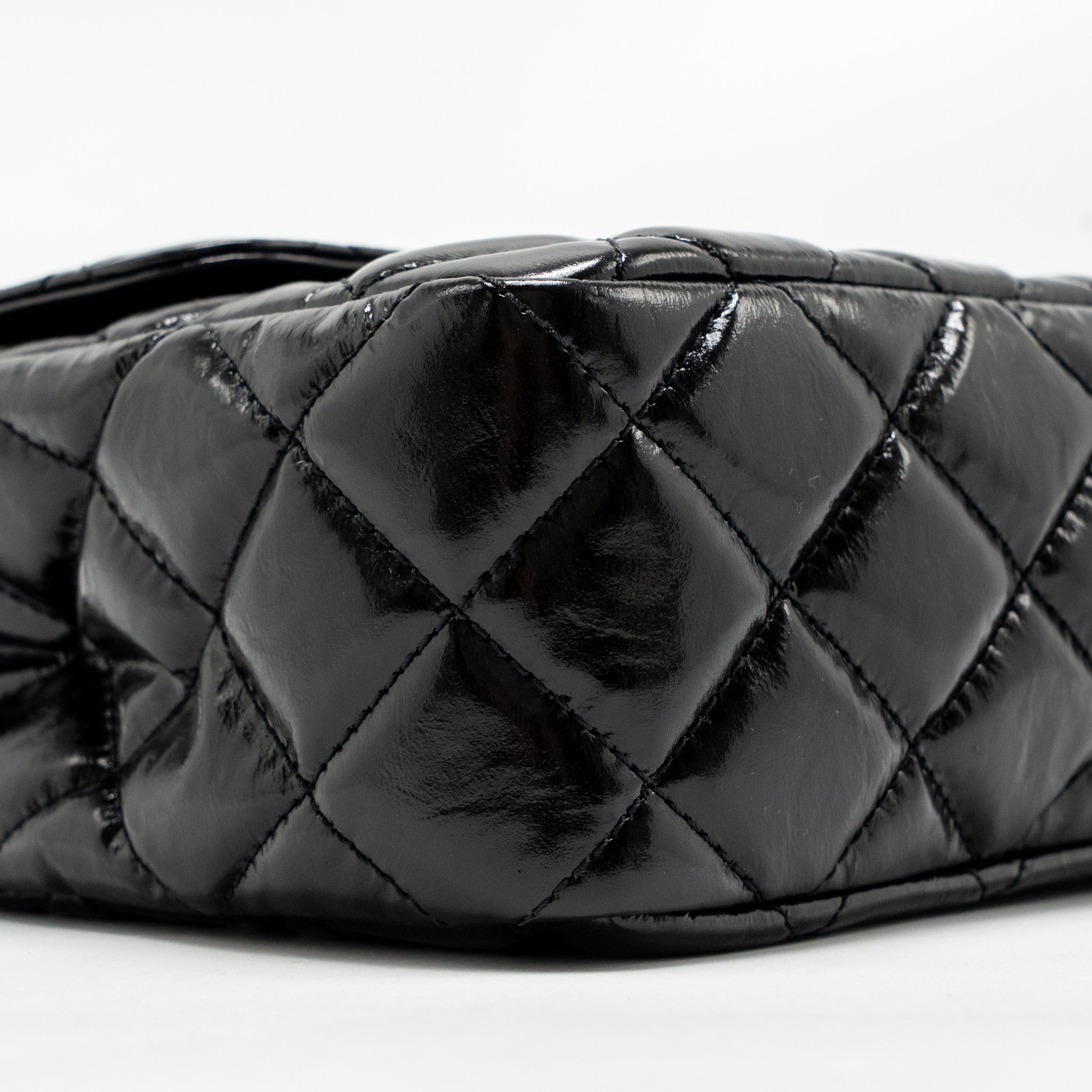 CHANEL HOBO BAG SHINY CALFSKIN BLACK BRUSHED GHW