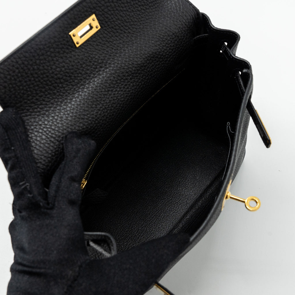 HERMES TOUCH KELLY 25 TOGO / LIZARD BLACK GHW