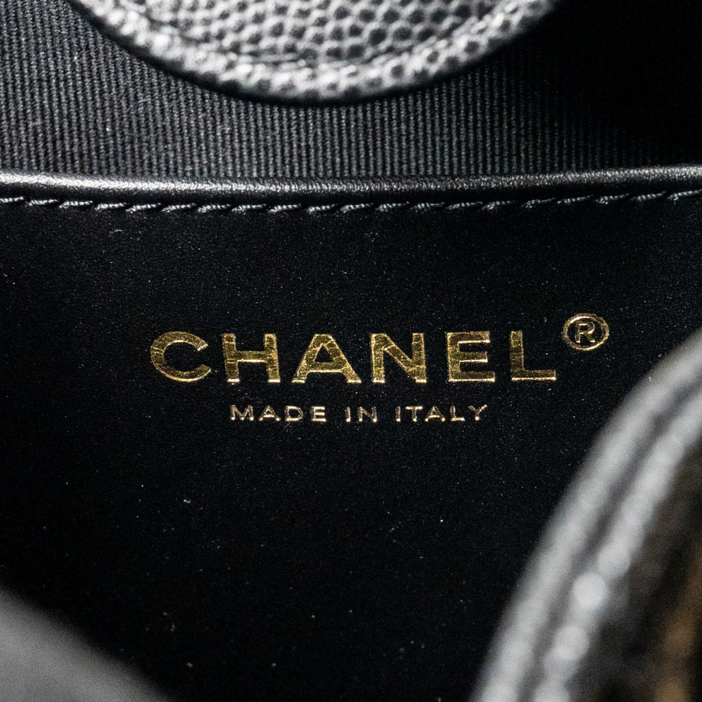 CHANEL CC CAMELLIA SMALL SHOPPING BAG CAVIAR BLACK GHW (MICROCHIP)