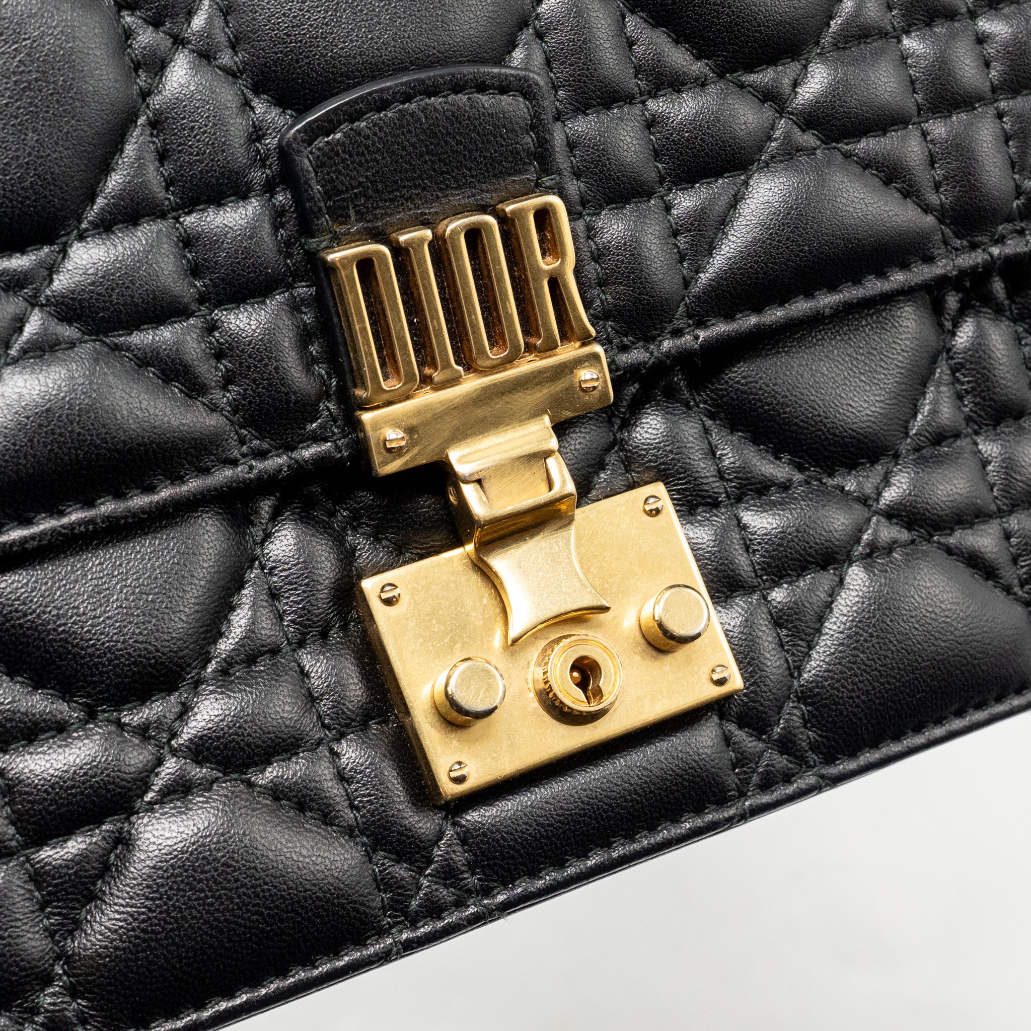 DIOR DIORADDICT WALLET ON CHAIN CANNAGE LEATHER BLACK GHW