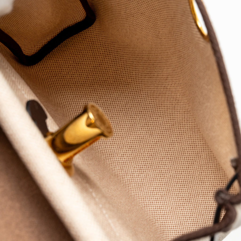 HERMES HERBAGMINI CANVAS/HUNTER LEATHER ECRU-BEIGE/EBENE GHW