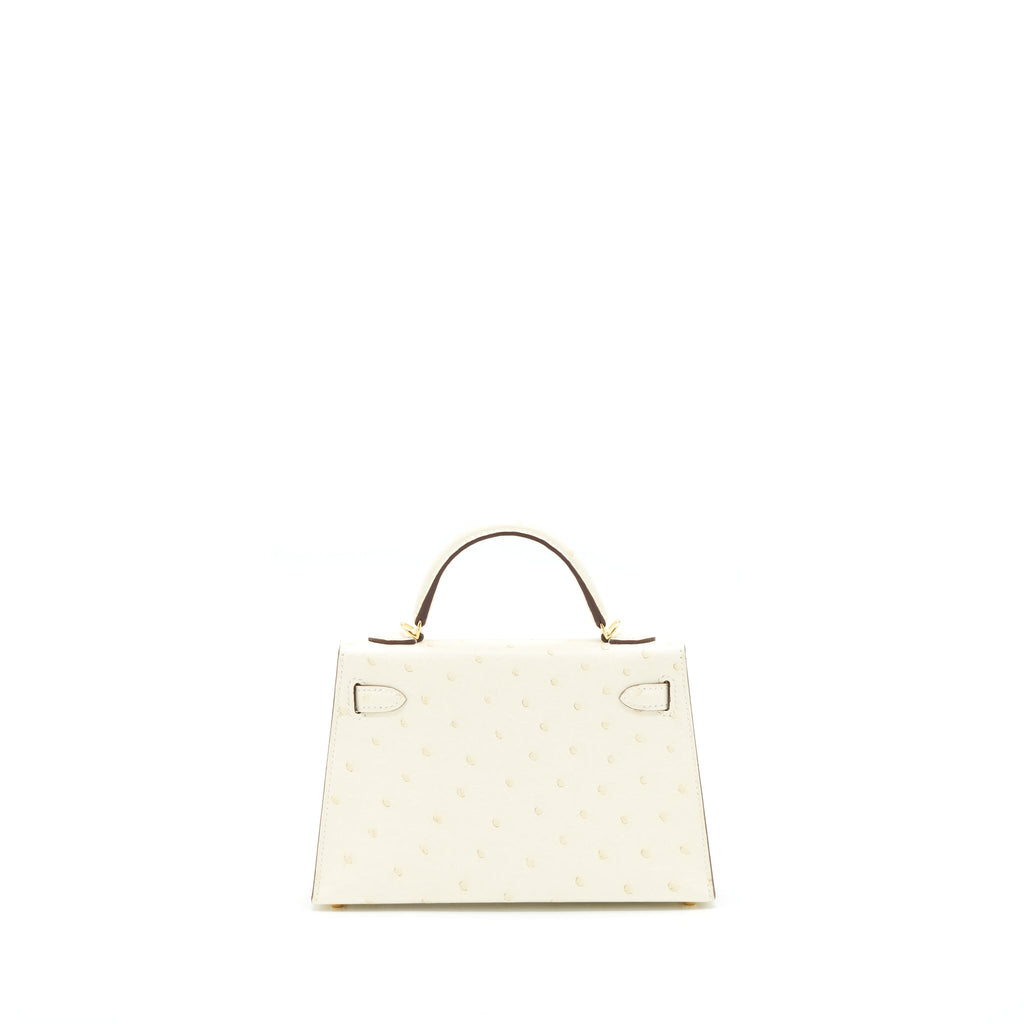 HERMES SAC MINI KELLY II SELLIER OSTRICH NATA GHW