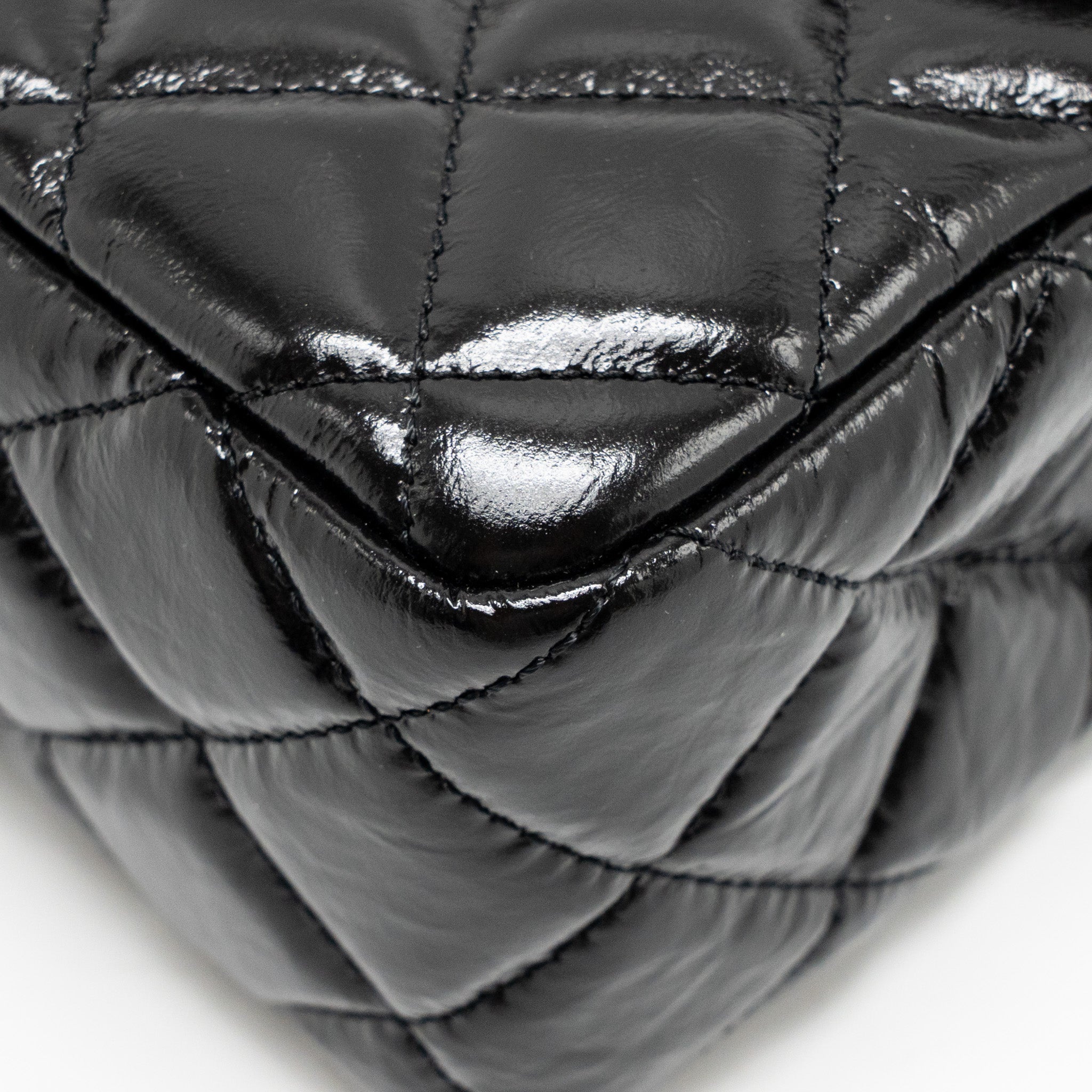 CHANEL HOBO BAG SHINY CALFSKIN BLACK BRUSHED GHW