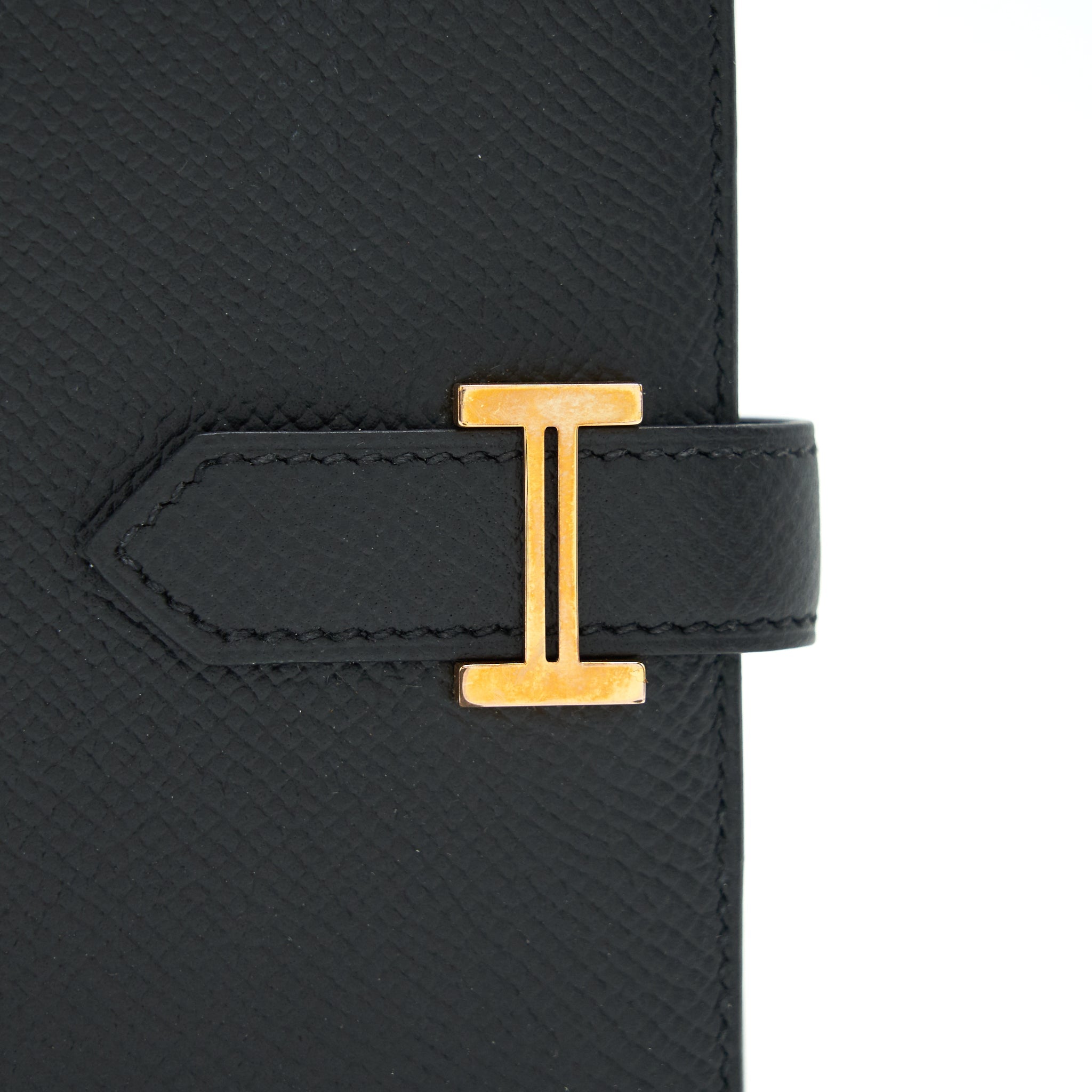 HERMES BEARN COMPACT WALLET BLACK GHW