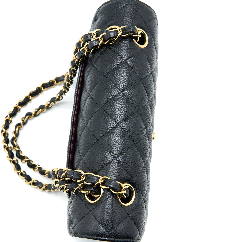 CHANEL SMALL CLASSIC FLAP BAG CAVIAR BLACK GHW (MICROCHIP)