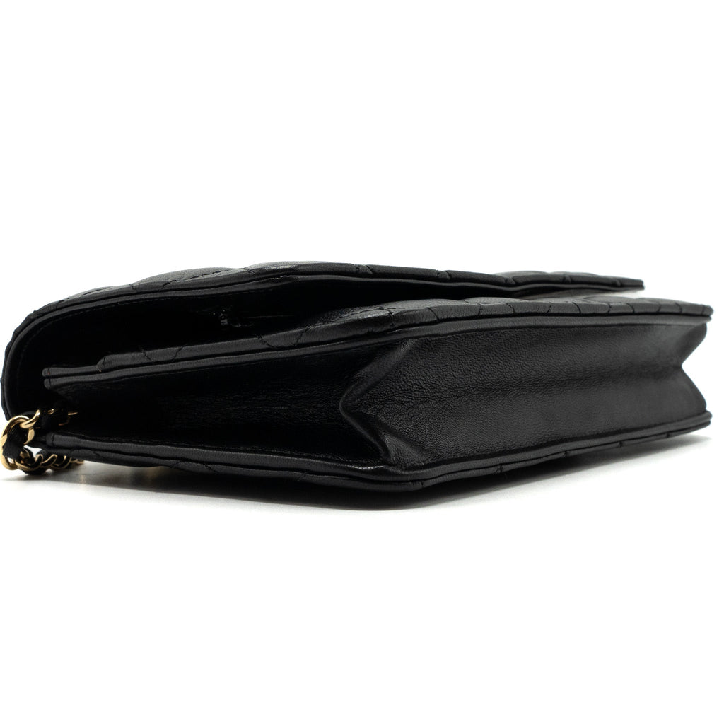 CHANEL CLASSIC WALLET ON CHAIN LAMBSKIN BLACK GHW