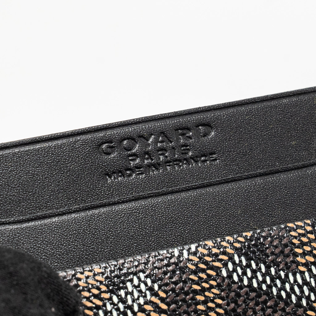 GOYARD SMALL CARD CASE GOYARDINE CANVAS/ CALFSKIN BLACK