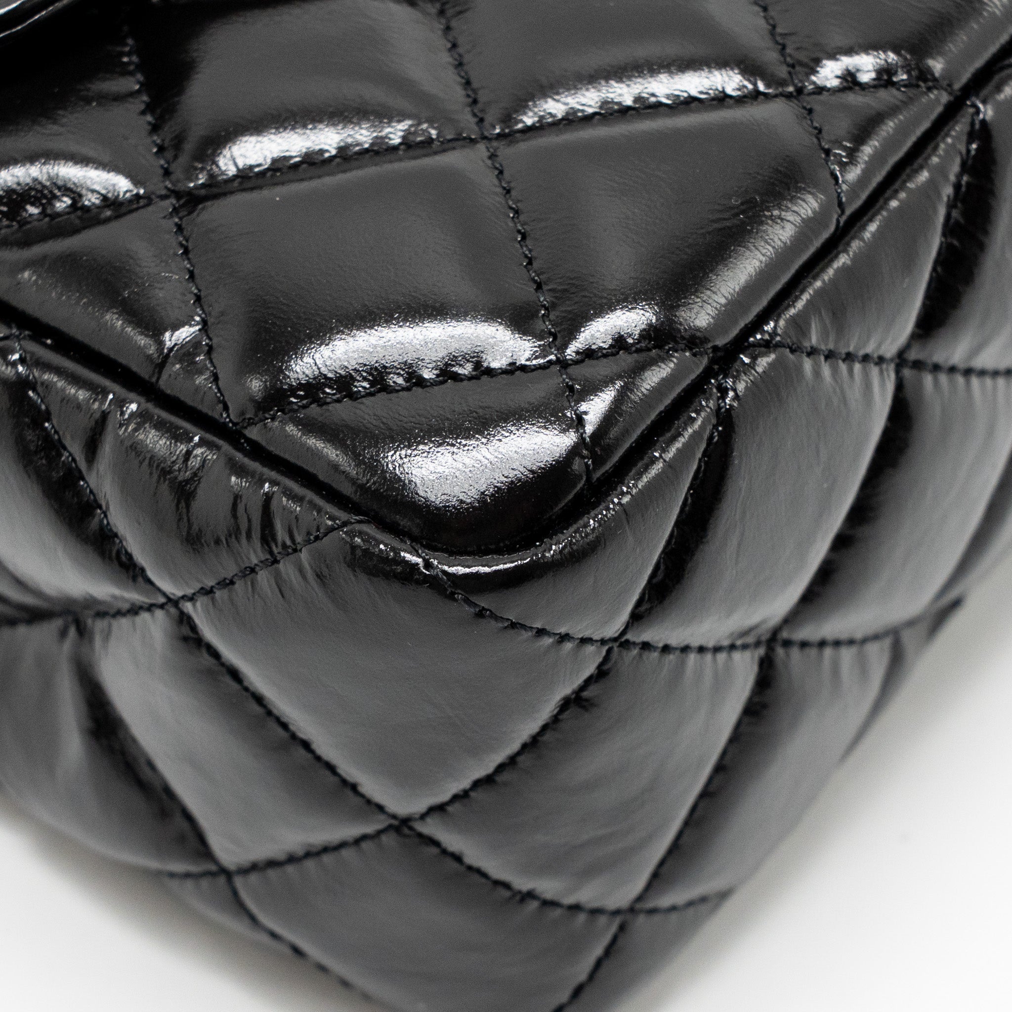 CHANEL HOBO BAG SHINY CALFSKIN BLACK BRUSHED GHW