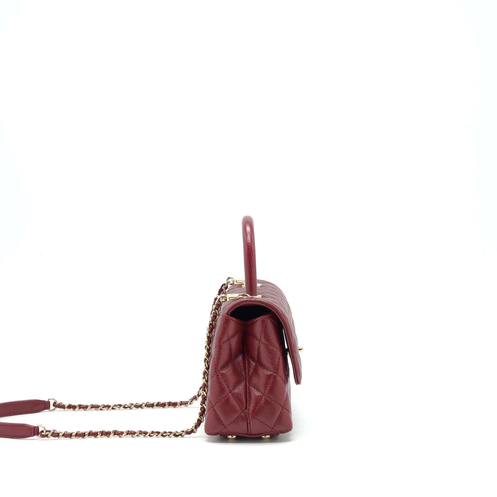 CHANEL 21A SMALL COCO HANDLE CAVIAR NC635 BURGUNDY LGHW