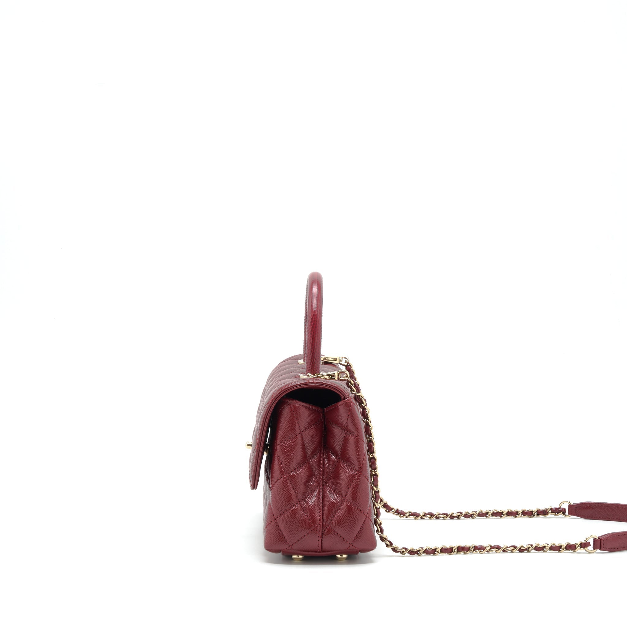 CHANEL 21A SMALL COCO HANDLE CAVIAR NC635 BURGUNDY LGHW