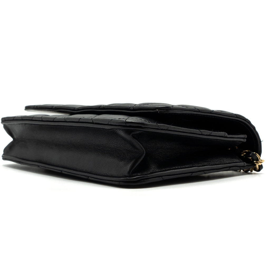 CHANEL CLASSIC WALLET ON CHAIN LAMBSKIN BLACK GHW
