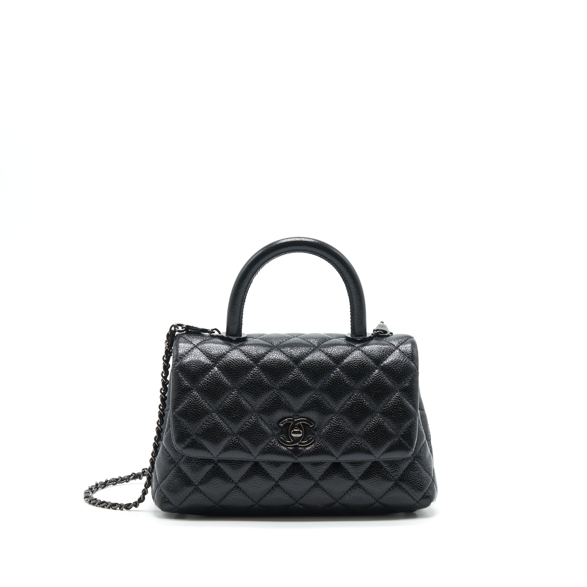 CHANEL SMALL COCO HANDLE CAVIAR SO BLACK WITH BLACK HARDWARE