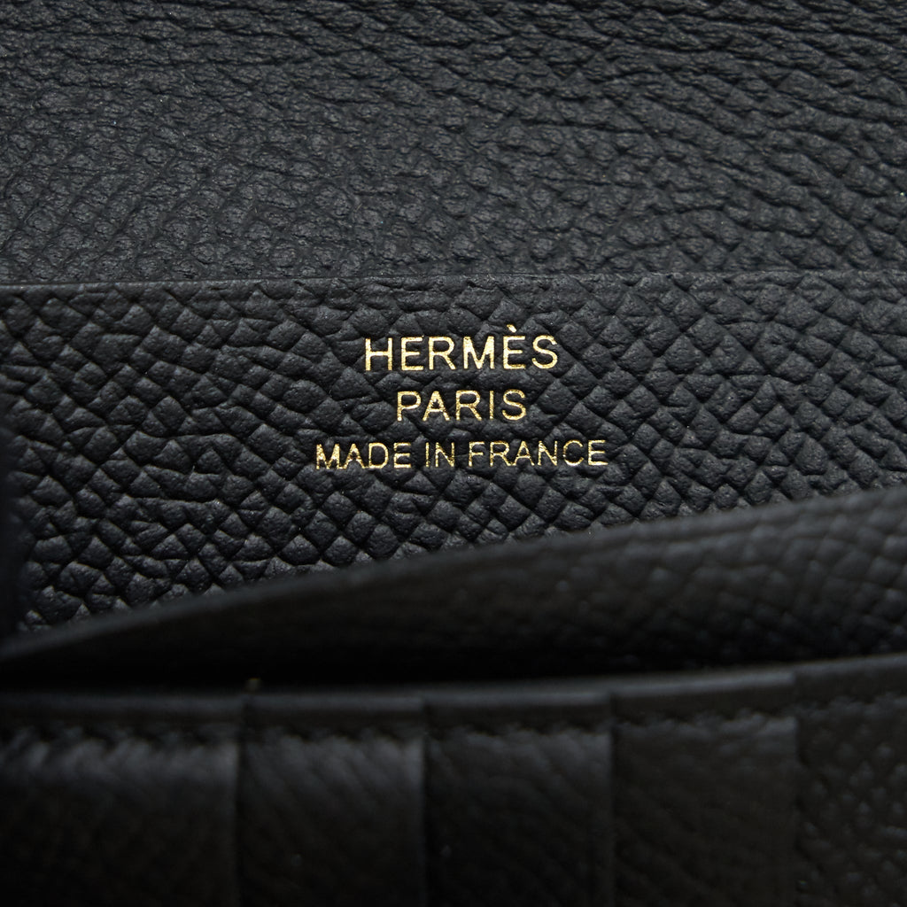 HERMES BEARN COMPACT WALLET BLACK GHW
